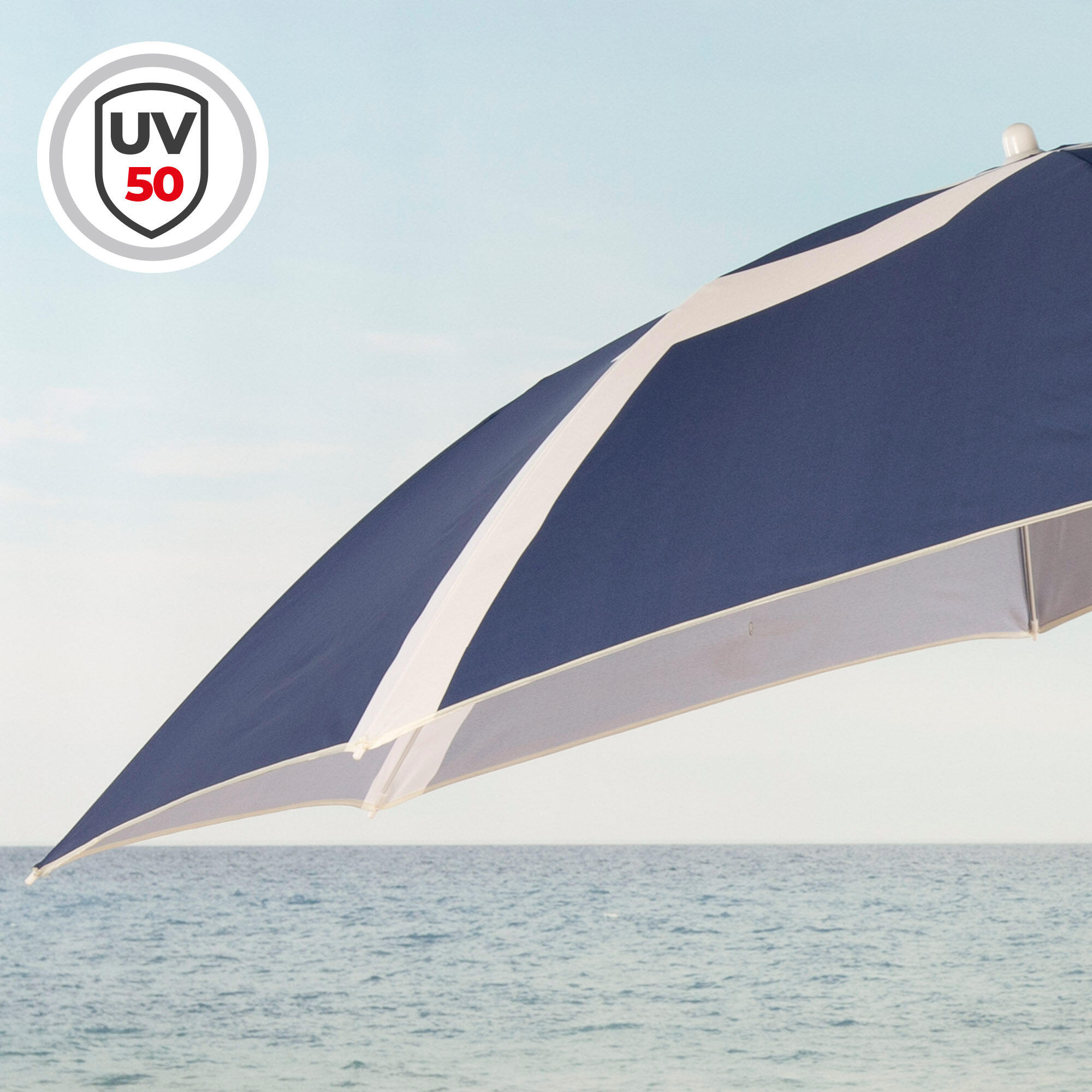 Aktive Ombrellone da spiaggia inclinabile a 8 stecche da 200 cm con stampa blu 3/7