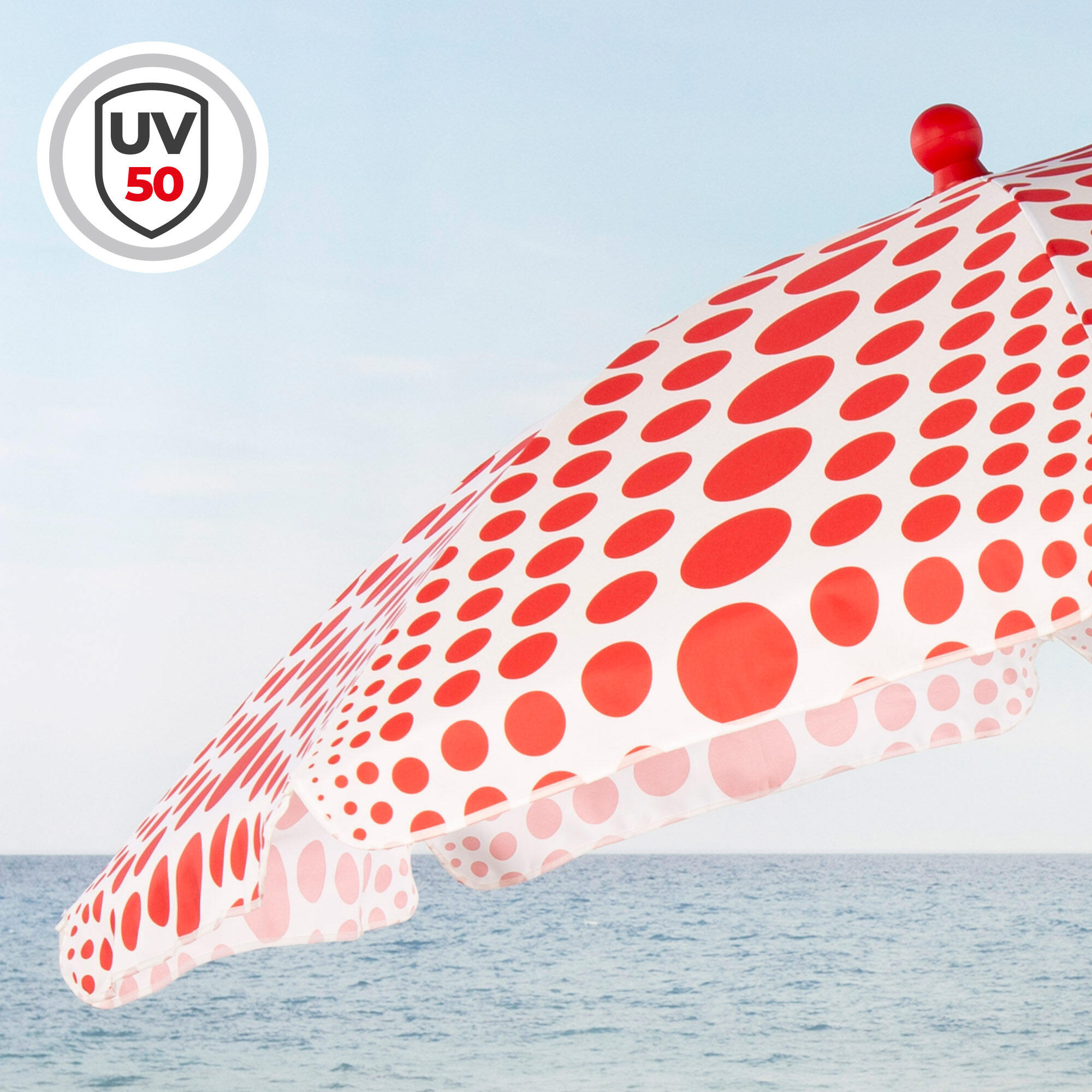 Aktive Sombrilla de playa 8 varillas 200 cm inclinable estampado lunares rojos 3/7