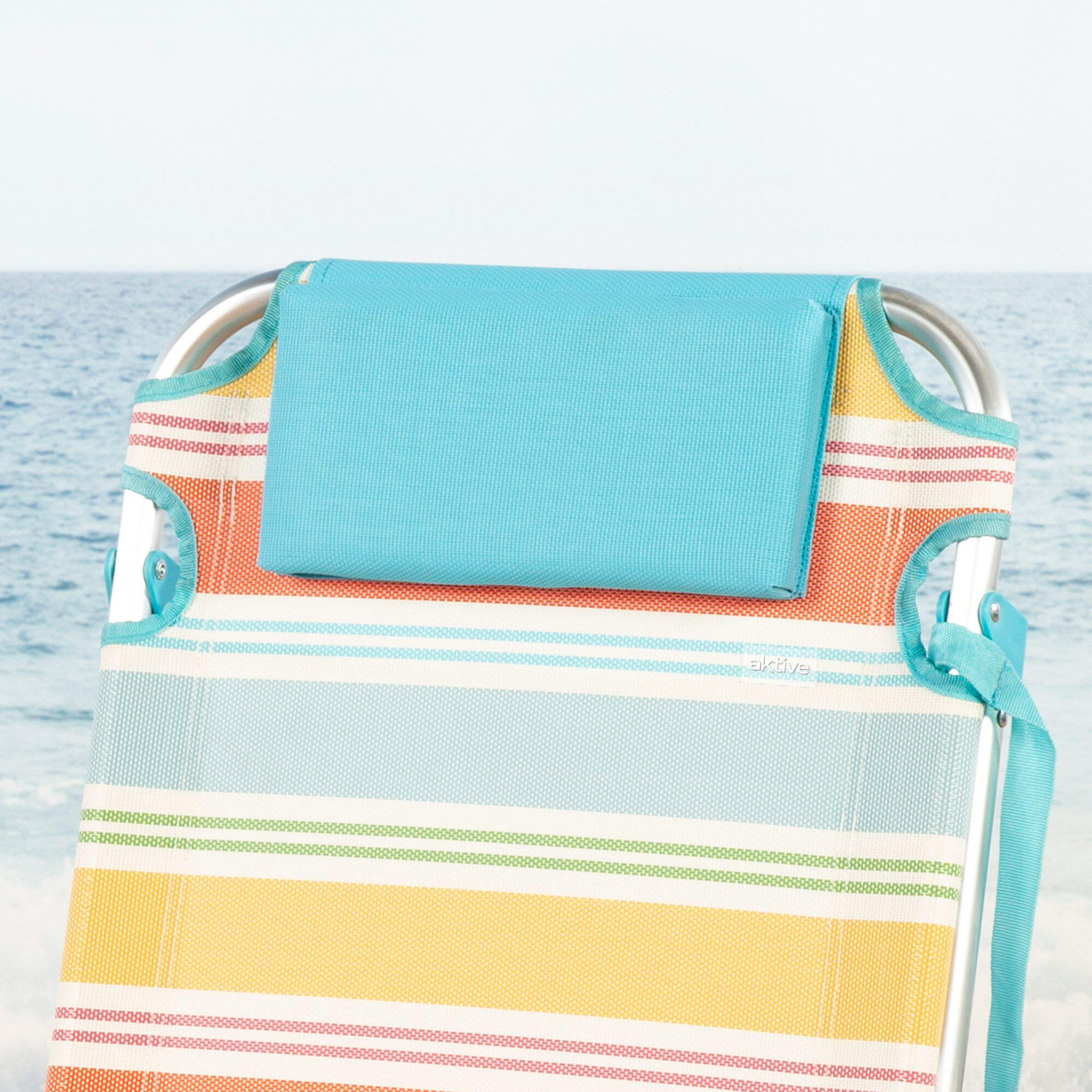 Aktive Sedia da spiaggia pieghevole a 5 posizioni 48x60x90 cm con cuscino 6/7