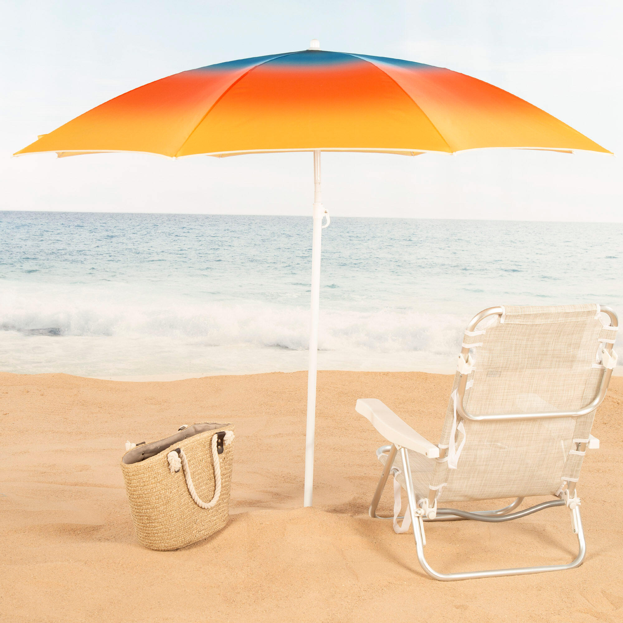 Aktive Sombrilla de playa 8 varillas 200 cm inclinable con estampado multicolor 2/7