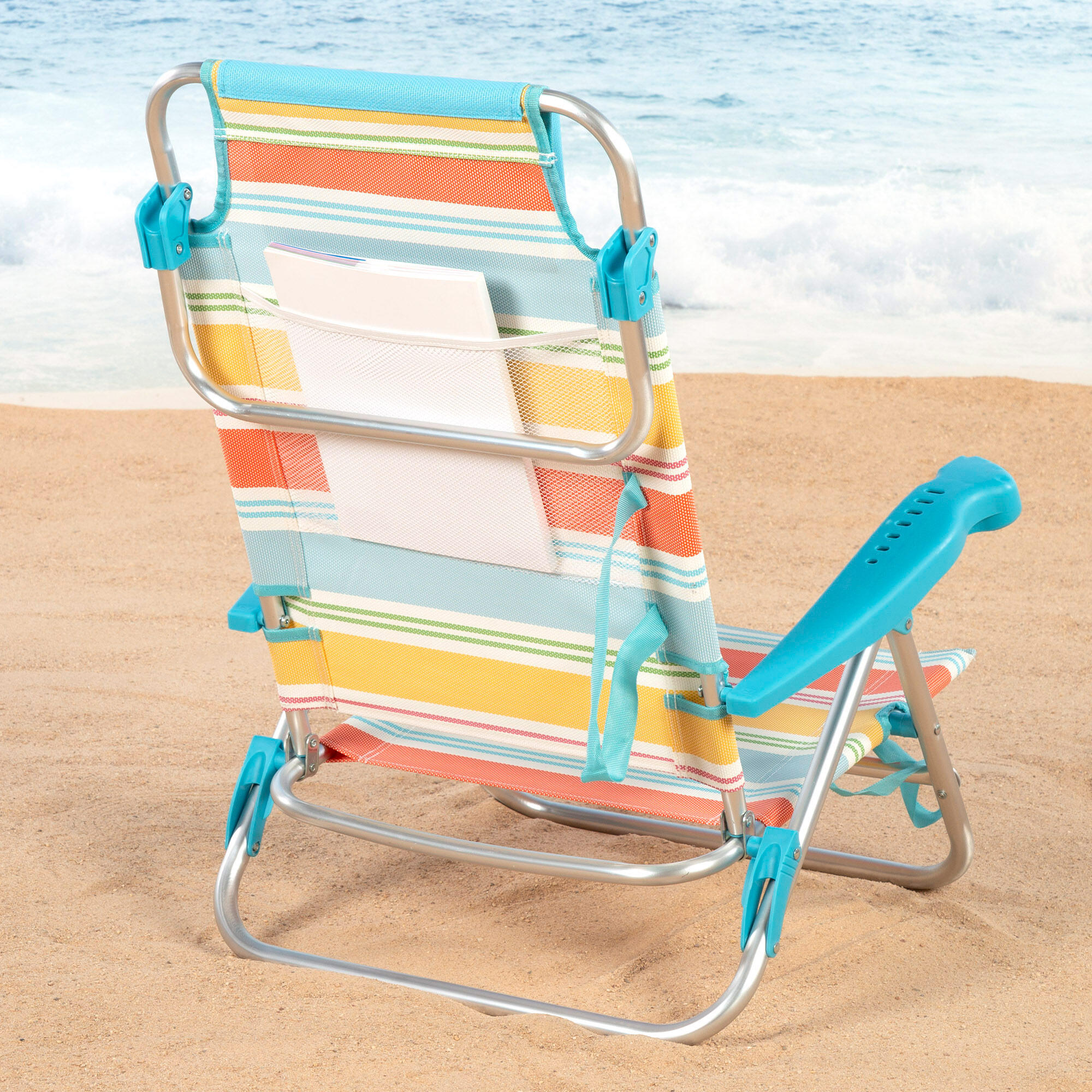 Aktive Sedia da spiaggia pieghevole 50x48x80 cm strisce multicolori 8 posizioni 5/7
