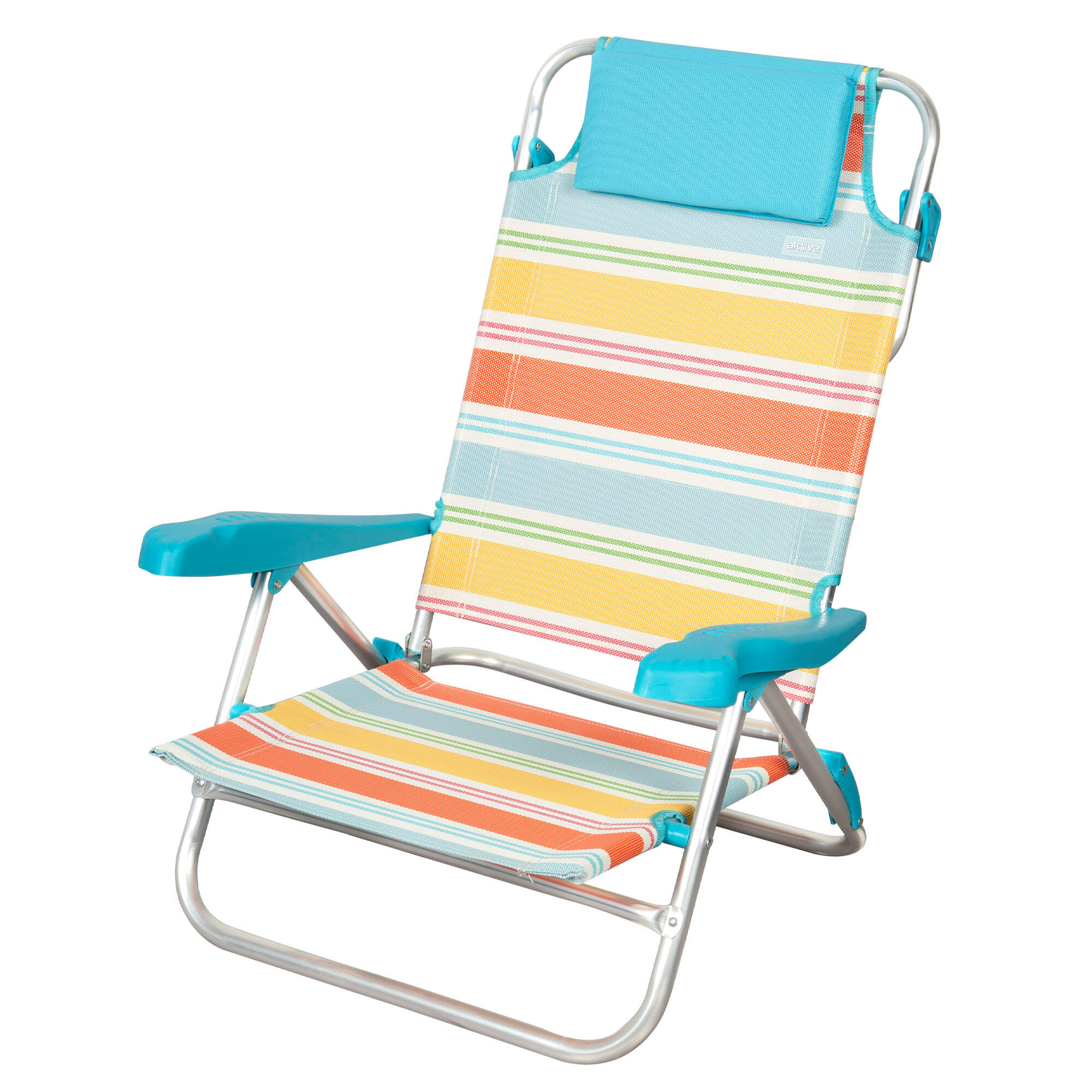 AKTIVE Aktive Silla plegable de playa 7 posiciones, estructura de aluminio y cojín