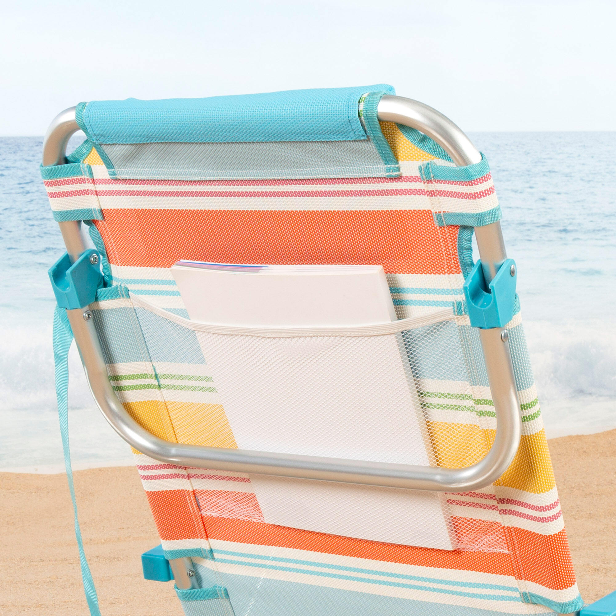 Aktive Sedia da spiaggia pieghevole 48x48x75 cm multicolore 5 posizioni 6/7