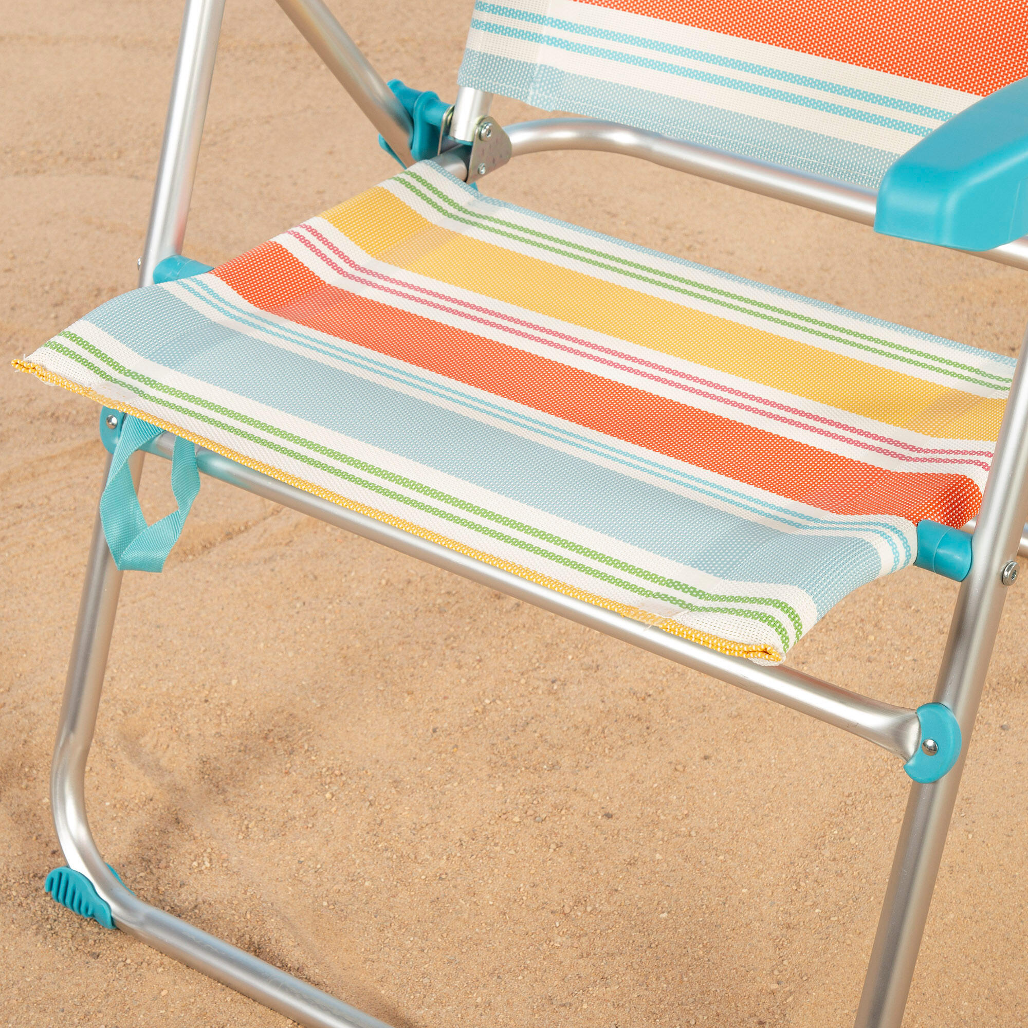 Aktive sedia da spiaggia pieghevole 48x65x95 cm strisce multicolori 5 posizioni 6/7
