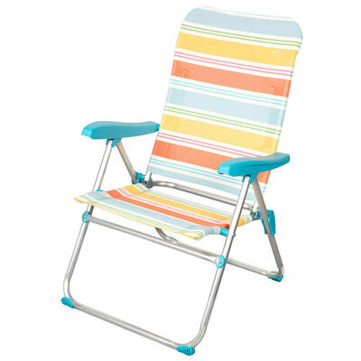 Aktive sedia da spiaggia pieghevole 48x65x95 cm strisce multicolori 5 posizioni