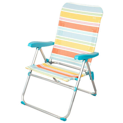 Aktive Chaise de plage pliante 48x65x95 cm rayures multicolores 5 positions