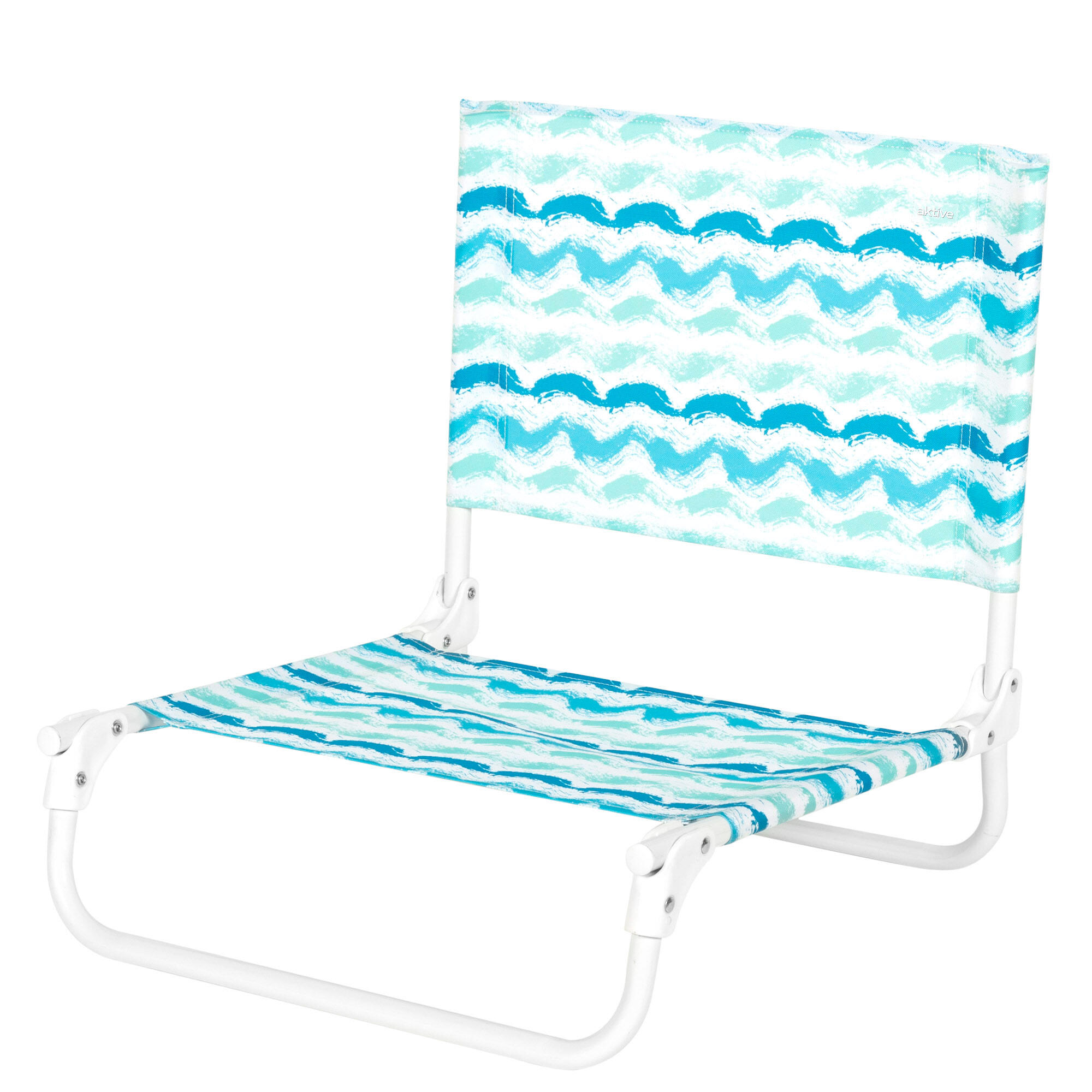Aktive - Aktive Chaise De Plage Basse Pliante Structure En Acier Et Assise En Polyester - Siège Pliant - Bleu - Taille Unique - Decathlon