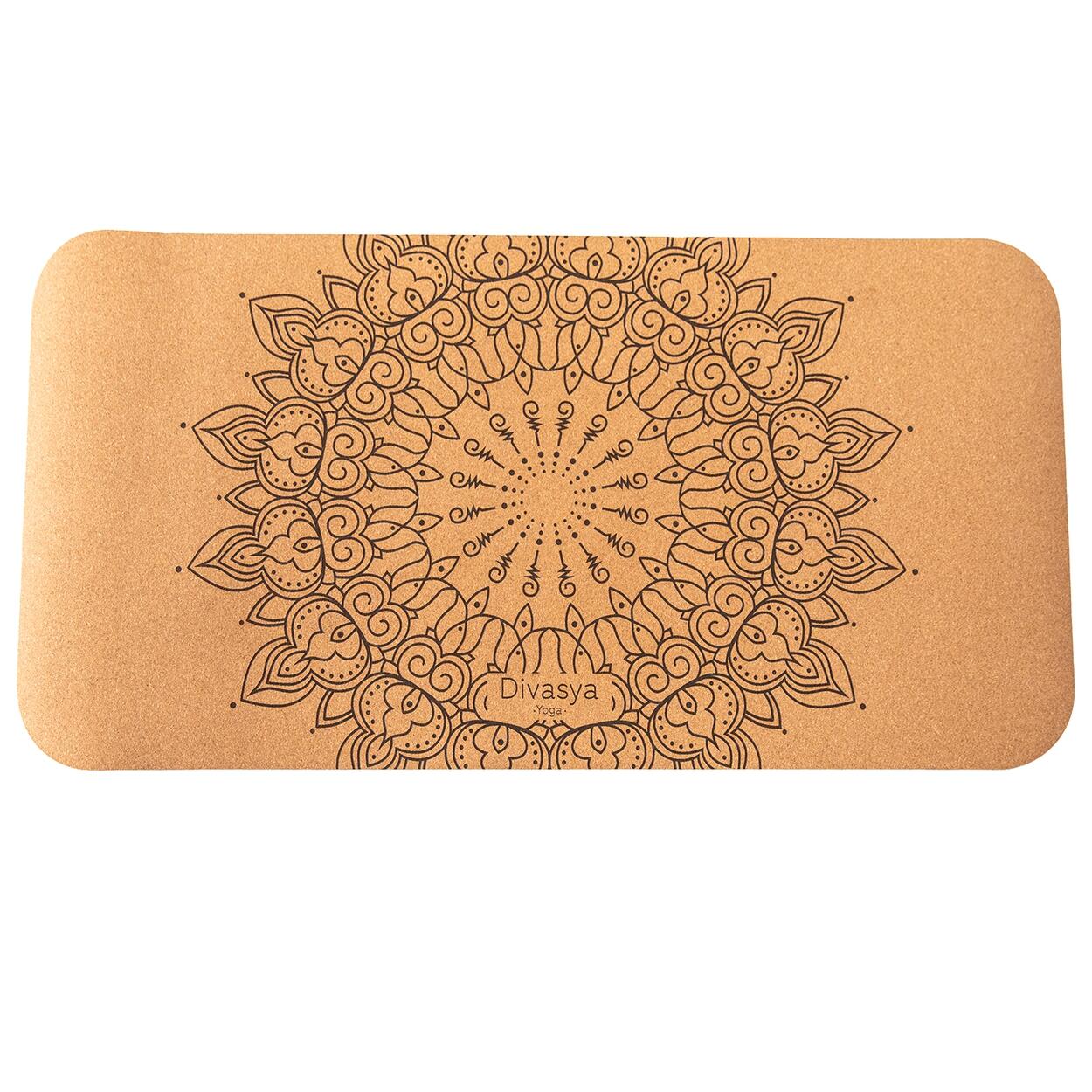 DIVASYA Ginocchiera da yoga in gomma naturale e sughero | extra large 64 x 33 cm