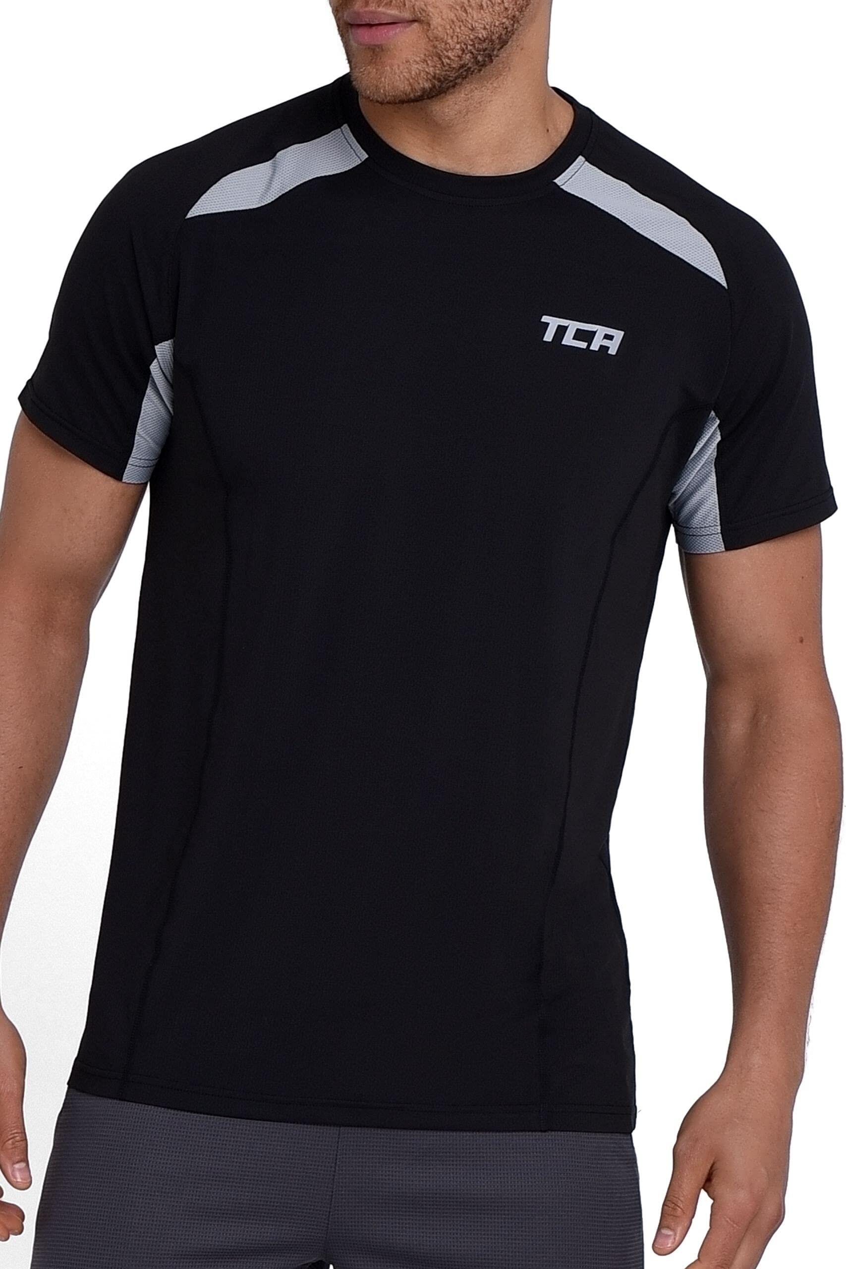 TCA Heren T-shirt met korte mouwen en sneldrogend materiaal.