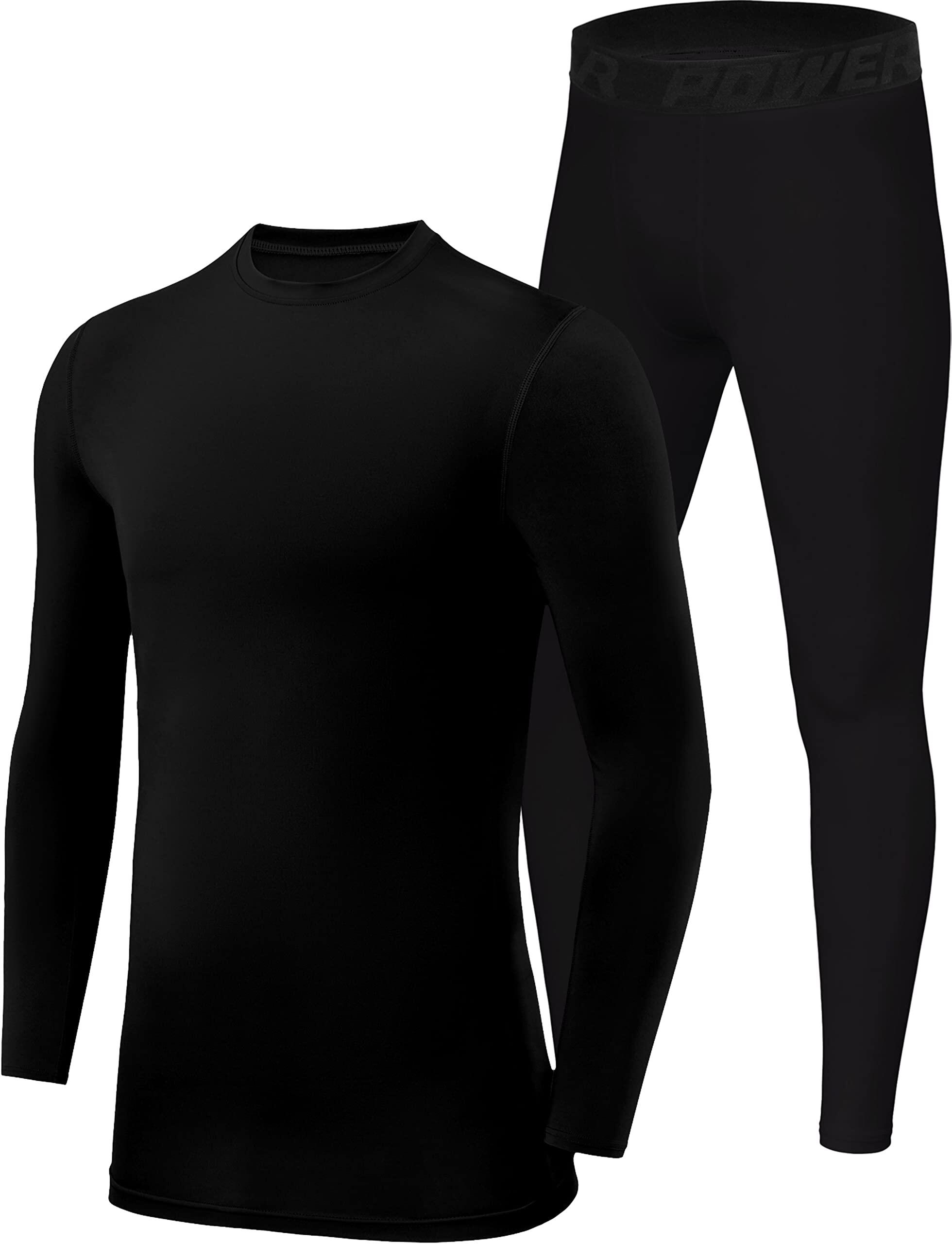 POWERLAYER Jungen Performance Kompressions-Set – Thermo Langarmshirt & Leggings