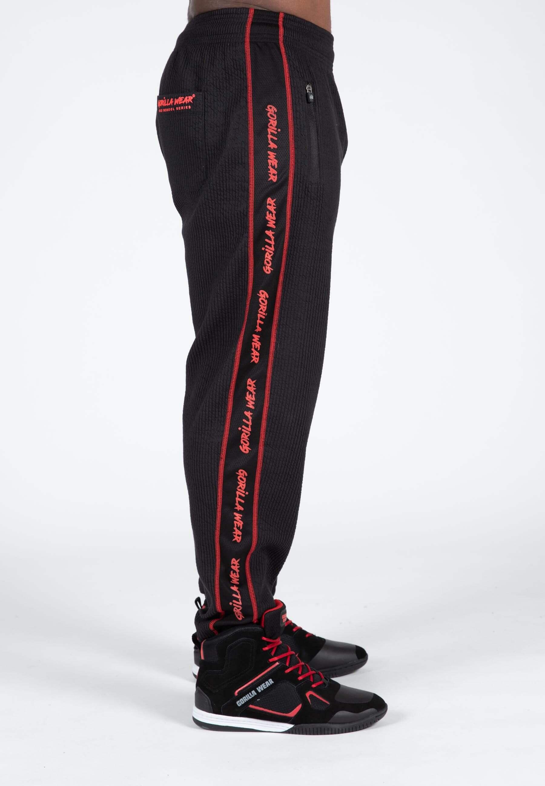 Pantalón Chándal Fitness Largo Hombre GORILLA WEAR Buffalo Negro Rojo 4/6