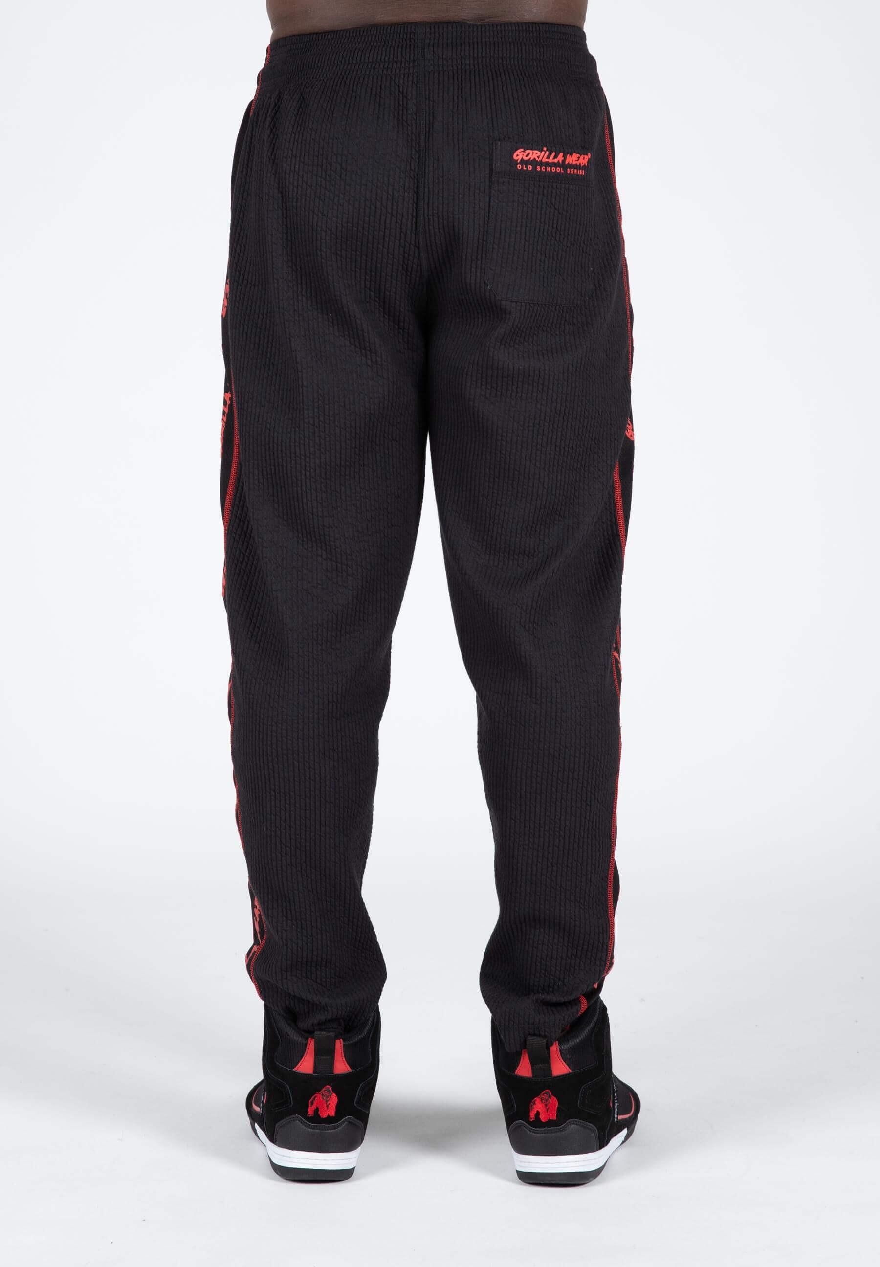 Pantalón Chándal Fitness Largo Hombre GORILLA WEAR Buffalo Negro Rojo 3/6