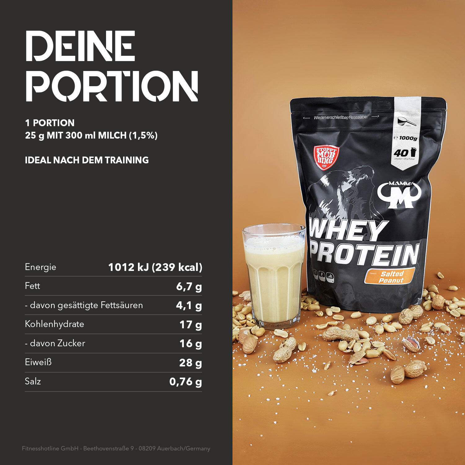 Whey Protein - Salted Peanut - 1000 g Zipp-Beutel 4/5