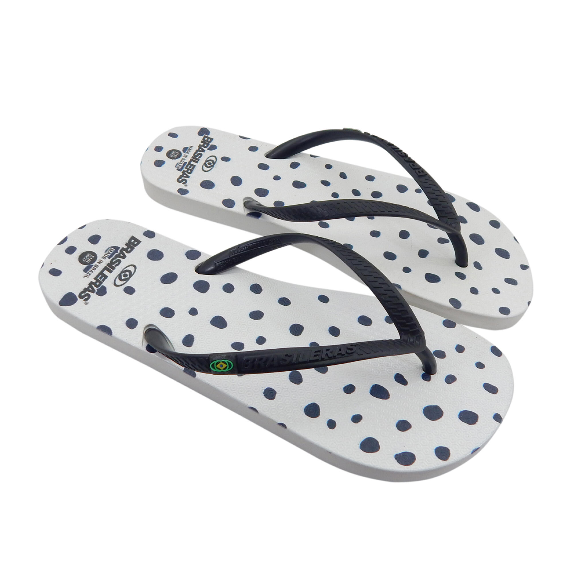 BRASILERAS Zwart-witte teenslippers voor dames met rubberen zolen