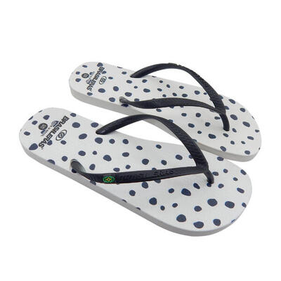 Infradito da spiaggia da donna in bianco e nero con suola in gomma