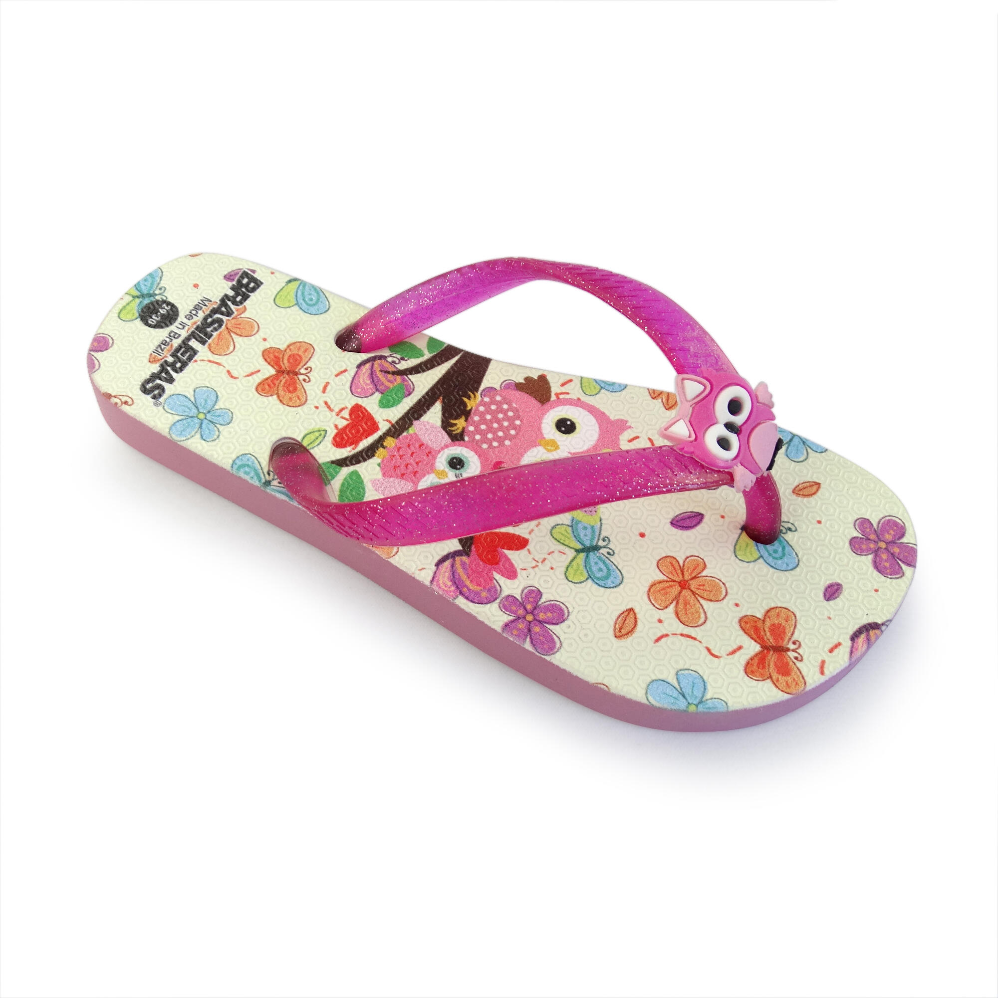 BRASILERAS Strandslippers voor kinderen in fuchsiakleur met rubberen zolen