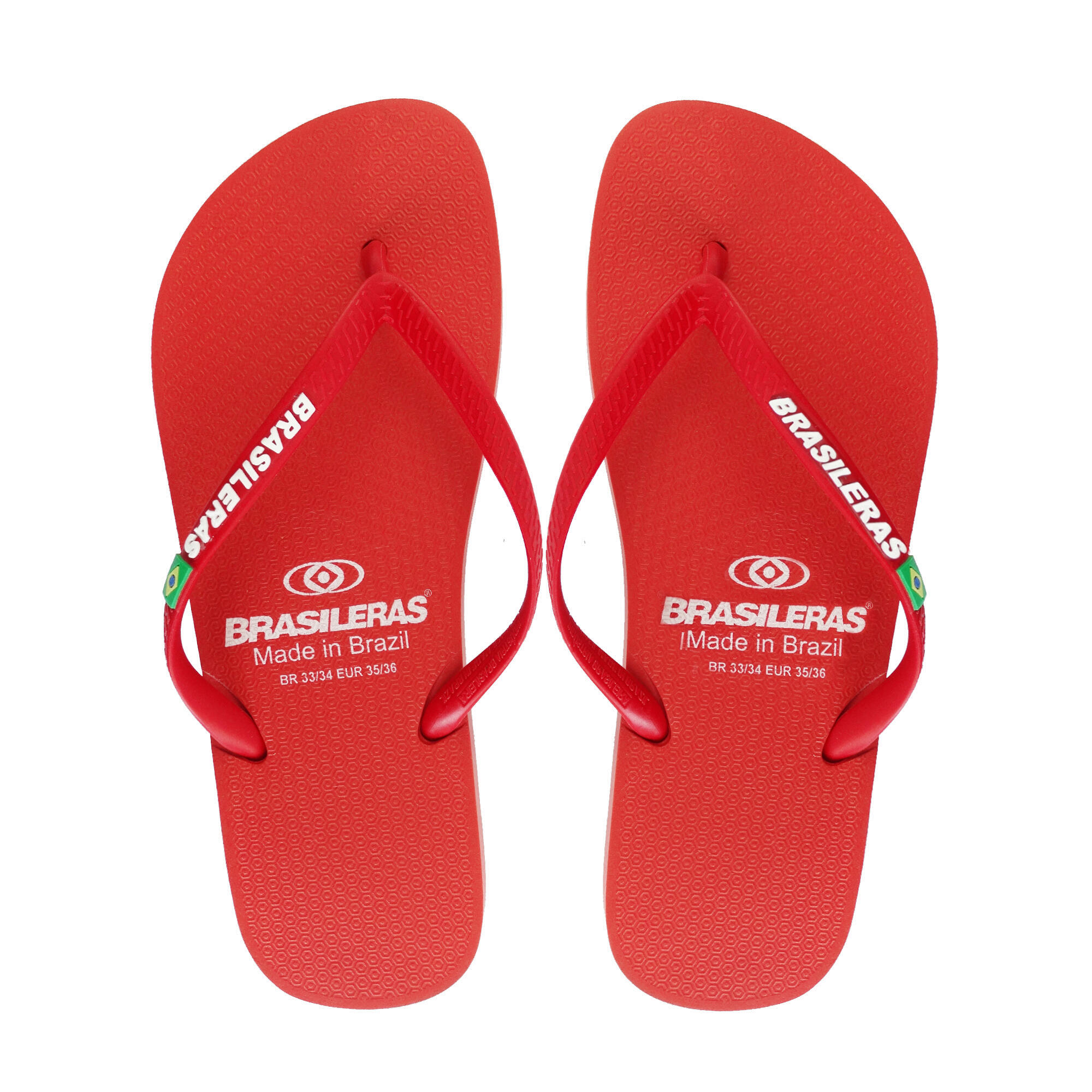 BRASILERAS Damen Flip-Flops für den Strand in rot mit Gummisohle 2/4
