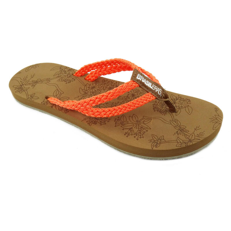 Tongs pour femmes Brasileras de couleur orange avec semelle en caoutchouc