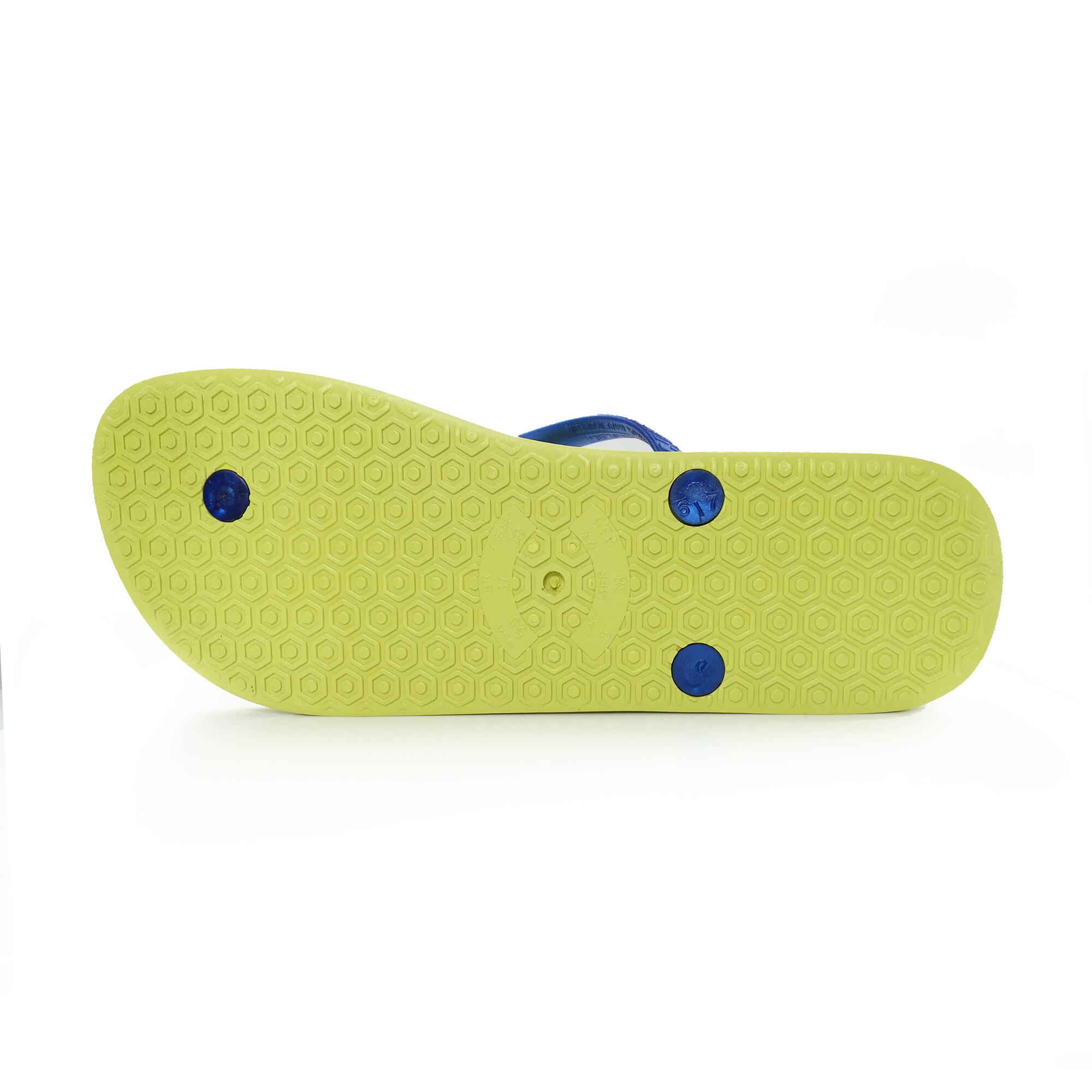 BRASILERAS Damen Flip-Flops für den Strand in gelb und blau mit Gummisohle 5/5