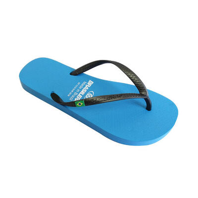 Infradito da spiaggia Brasileras da donna in giallo e blu con suola in gomma