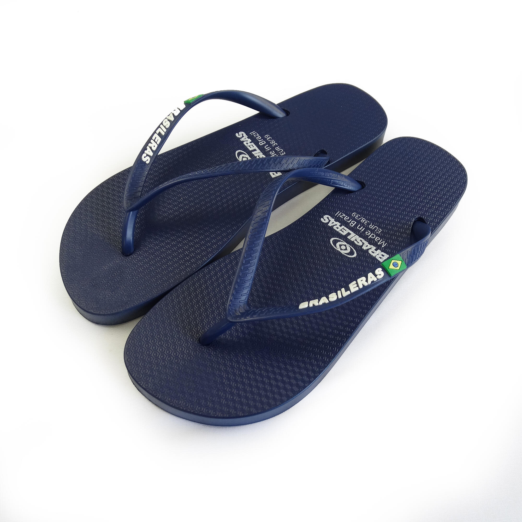 Blauwe strandslippers voor dames met rubberen zolen 4/5