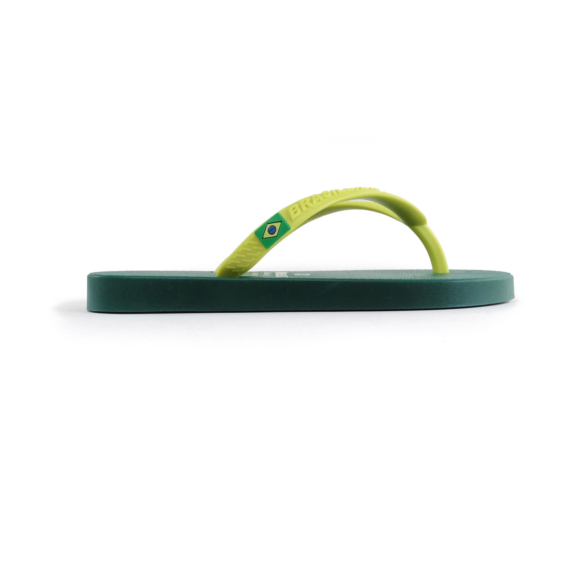 Infradito da spiaggia per bambini in verde e giallo con suola in gomma 2/4