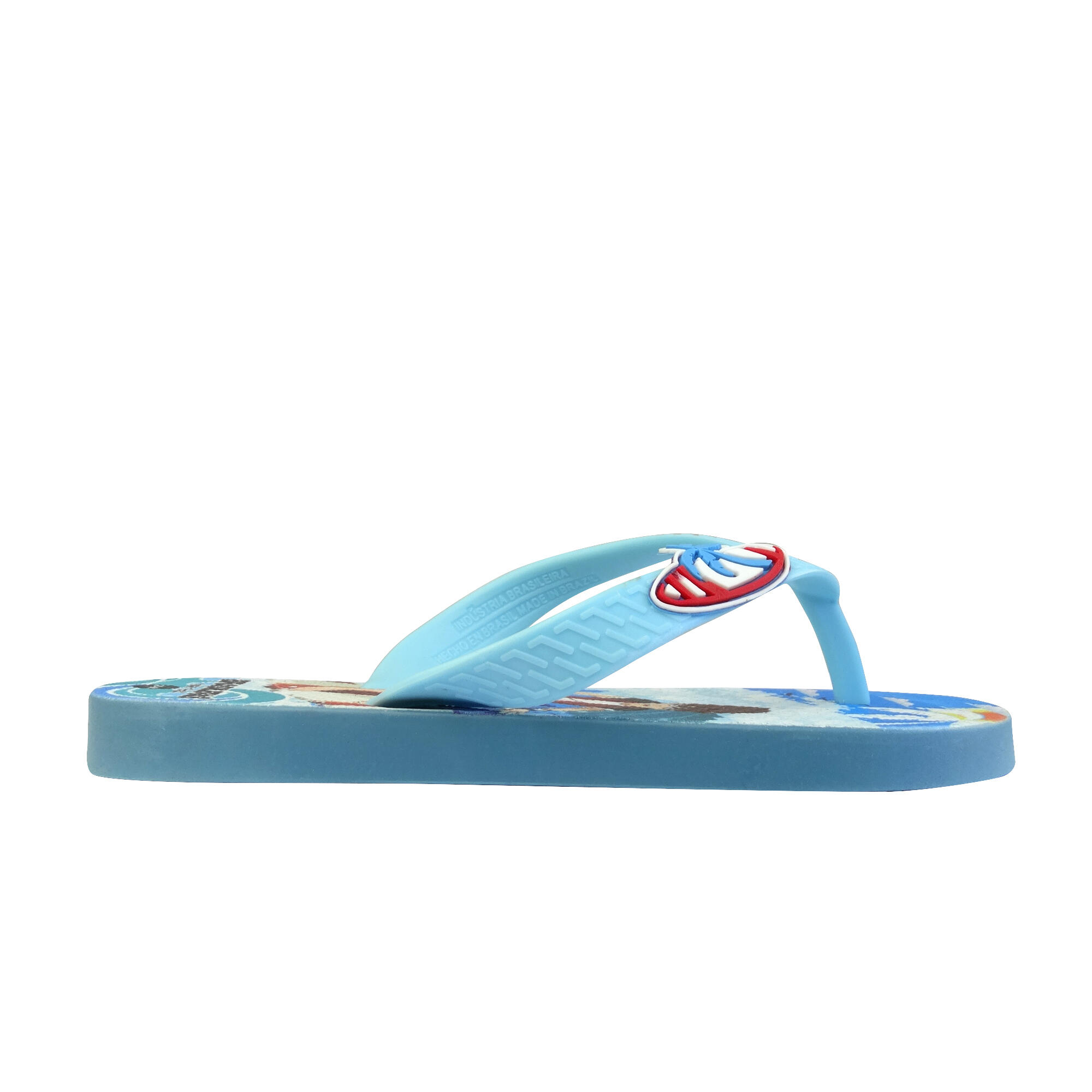 Strandslippers voor kinderen in lichtblauw met rubberen zolen 3/5