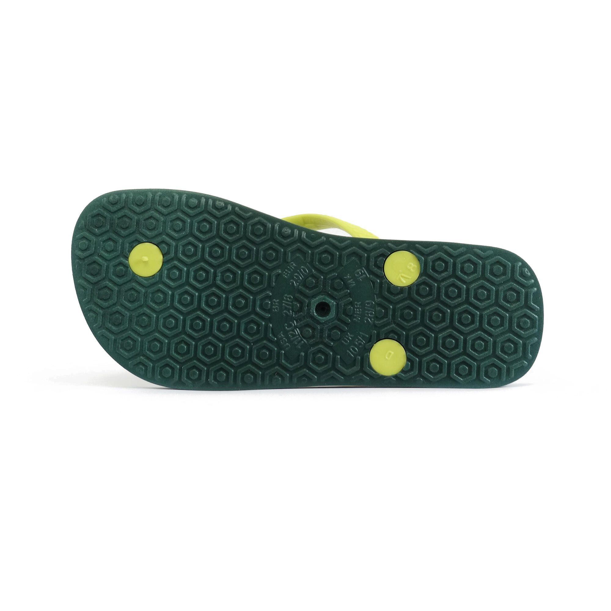 Infradito da spiaggia per bambini in verde e giallo con suola in gomma 4/4