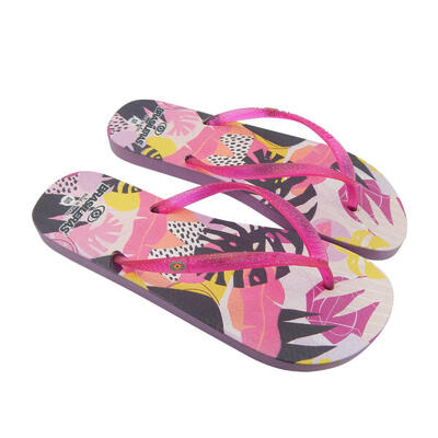 Infradito da spiaggia per donna di colore fucsia con suola in gomma