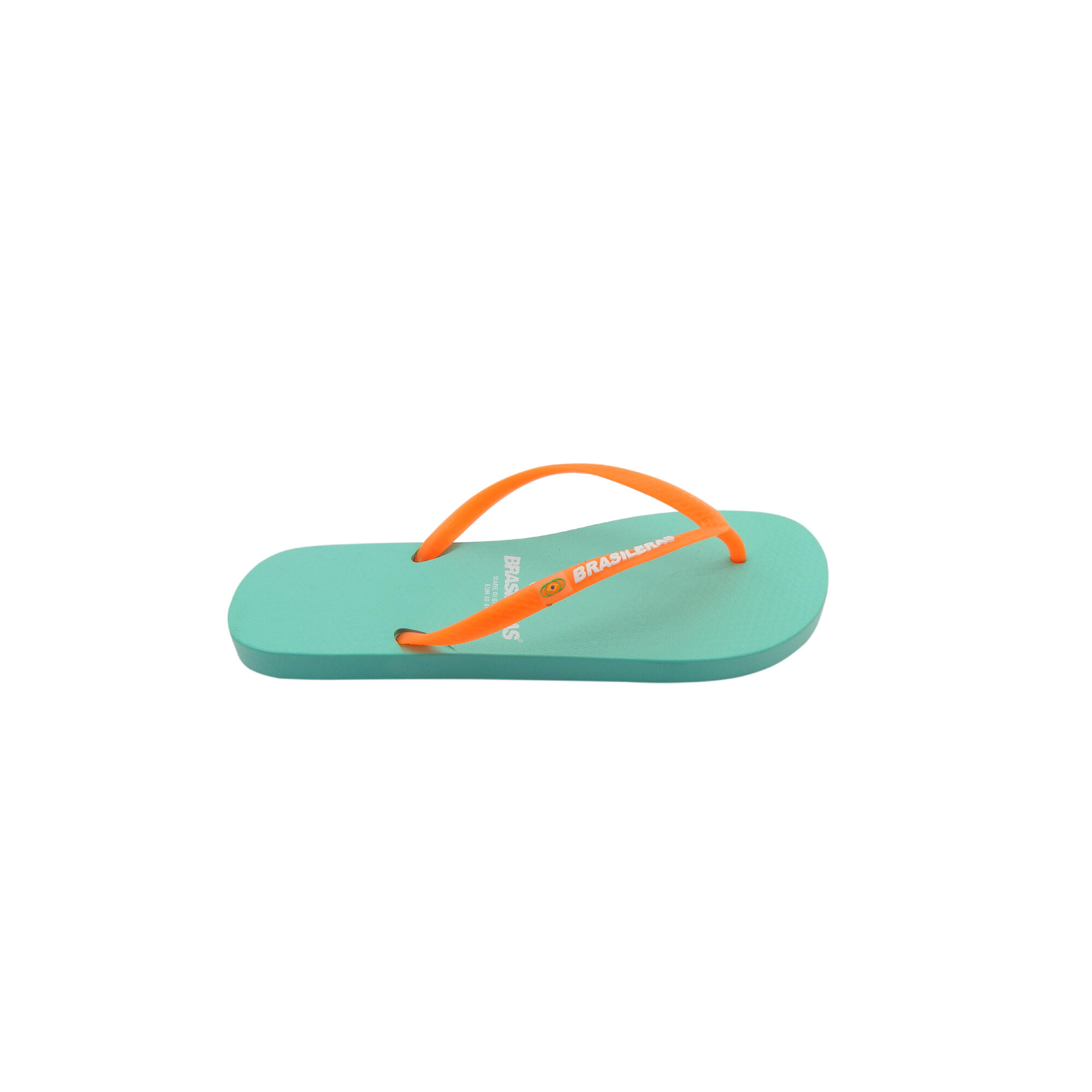 Tongs pour femme Brasileras vert eau et orange semelle en gomme 3/5