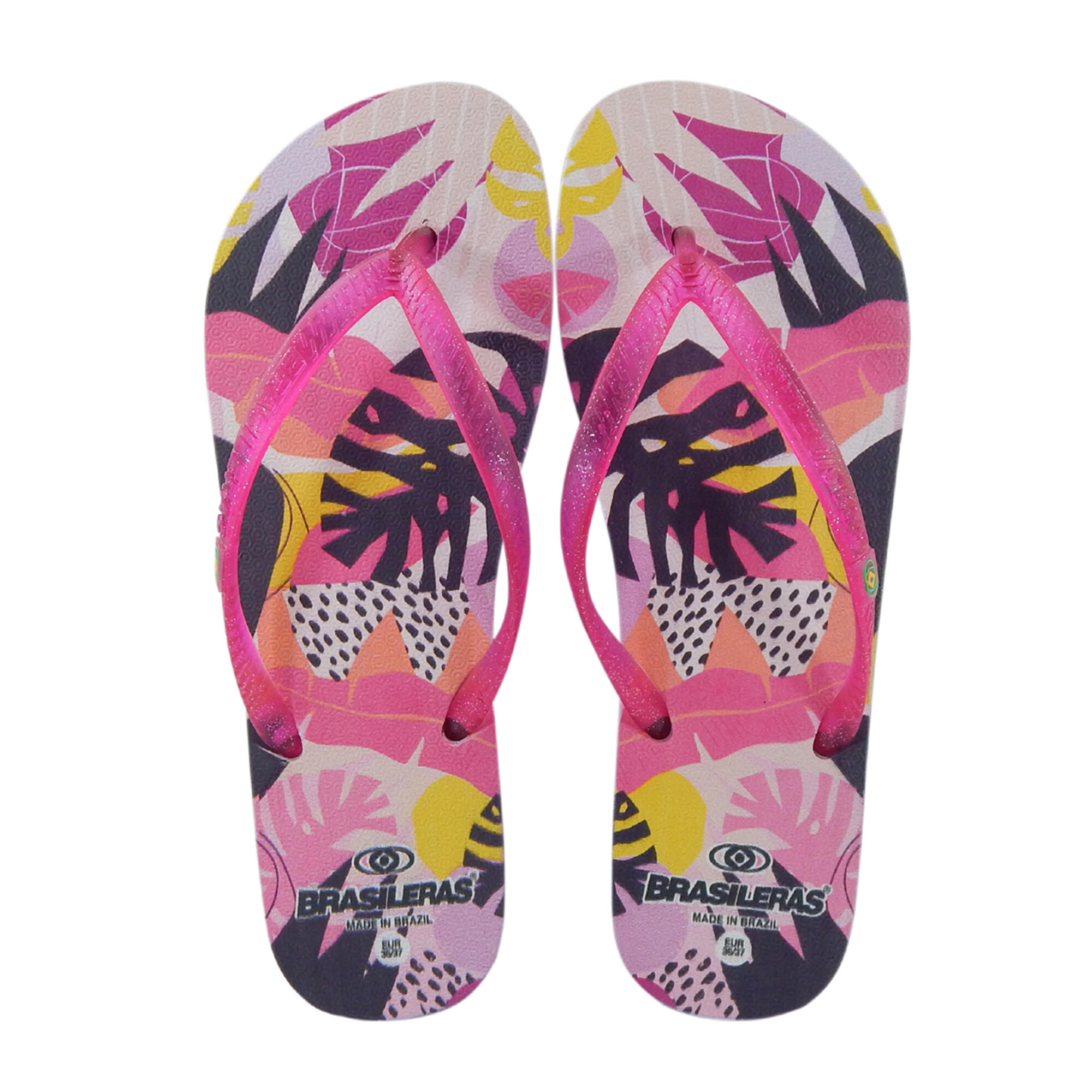 Strandslippers voor dames in fuchsia kleur met rubberen zolen 2/5