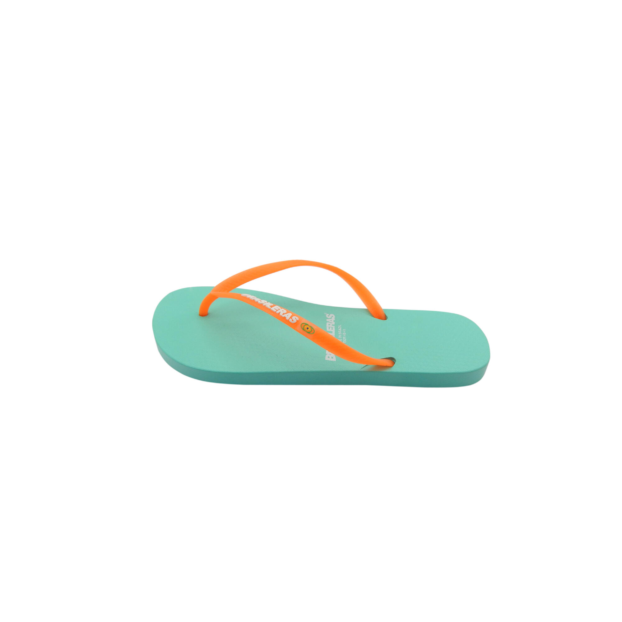 Tongs pour femme Brasileras vert eau et orange semelle en gomme 4/5