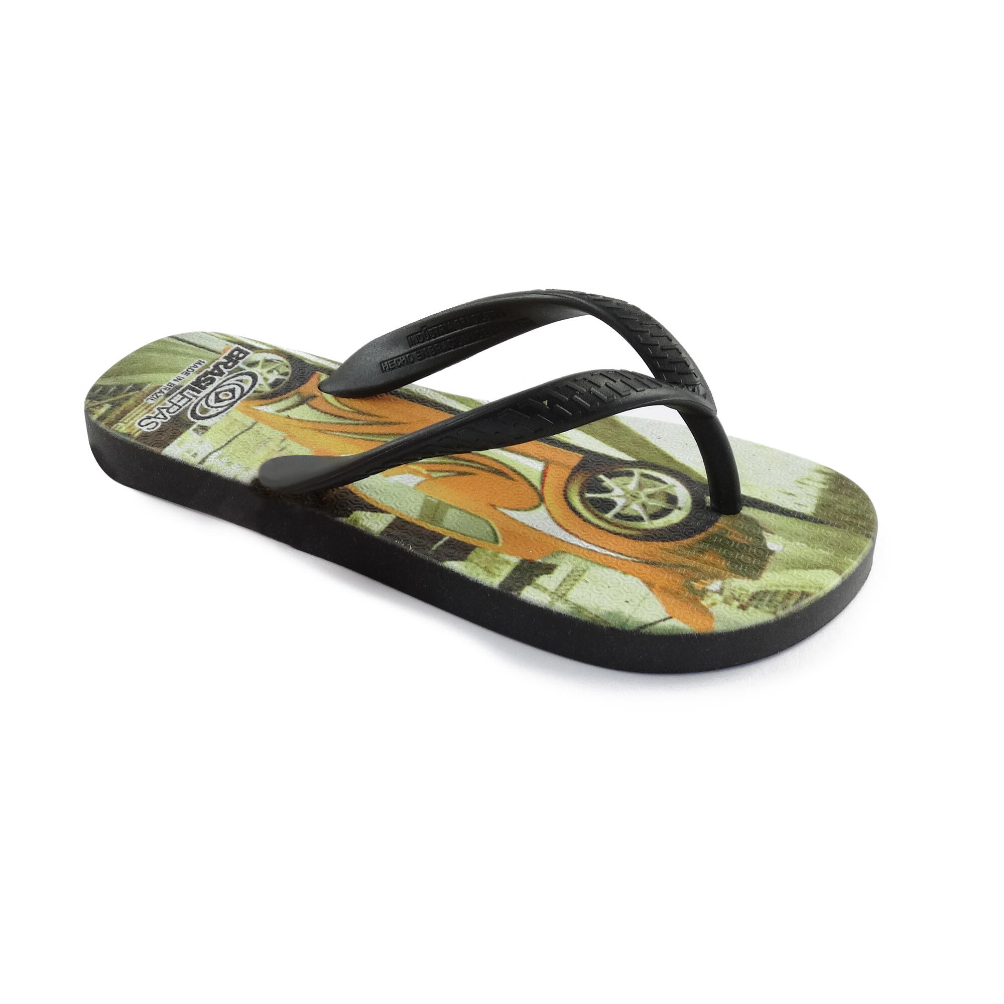 BRASILERAS Strandslippers voor kinderen in zwart met rubberen zolen