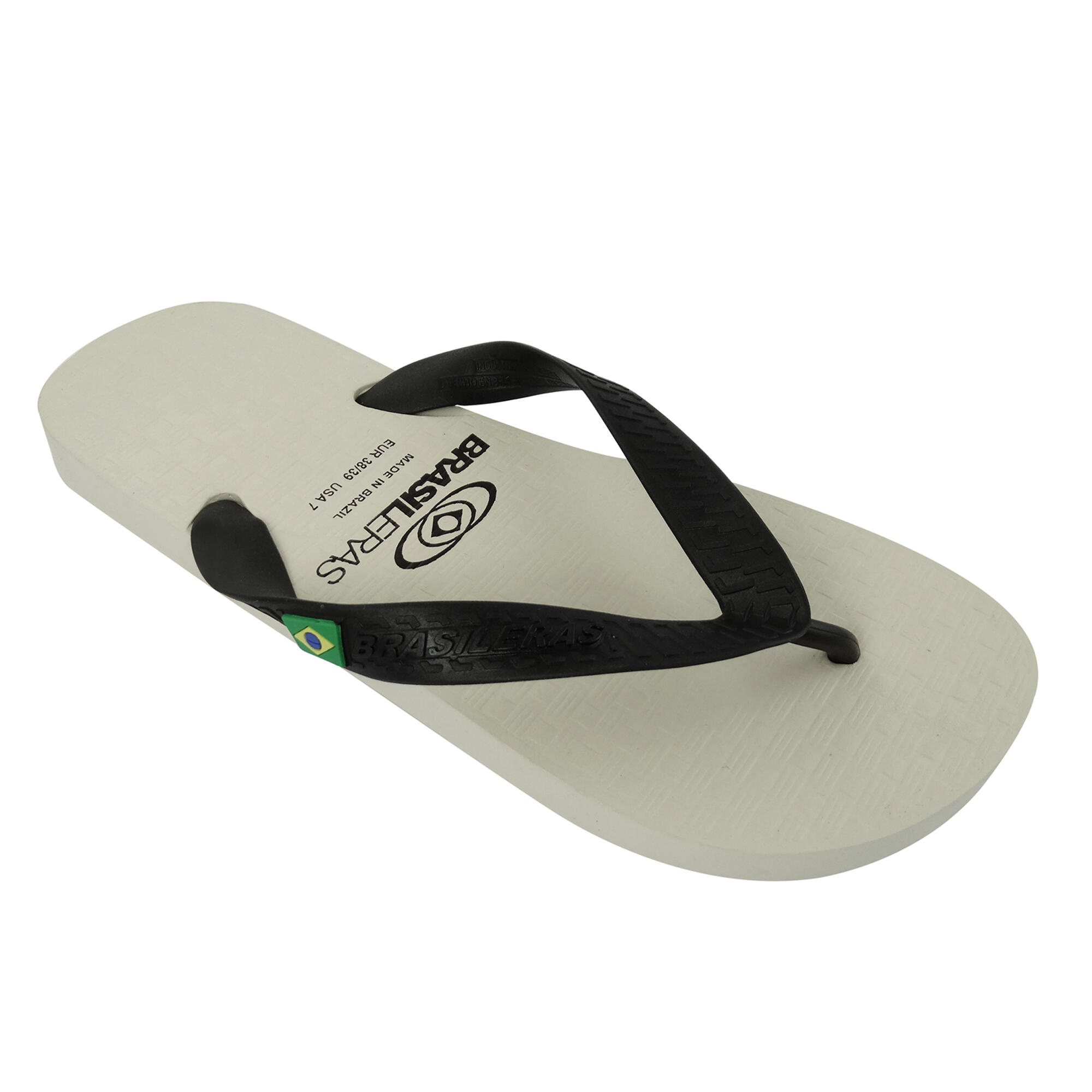 Strandslippers unisex Brasileras wit en blauw met antislipzool 1/4