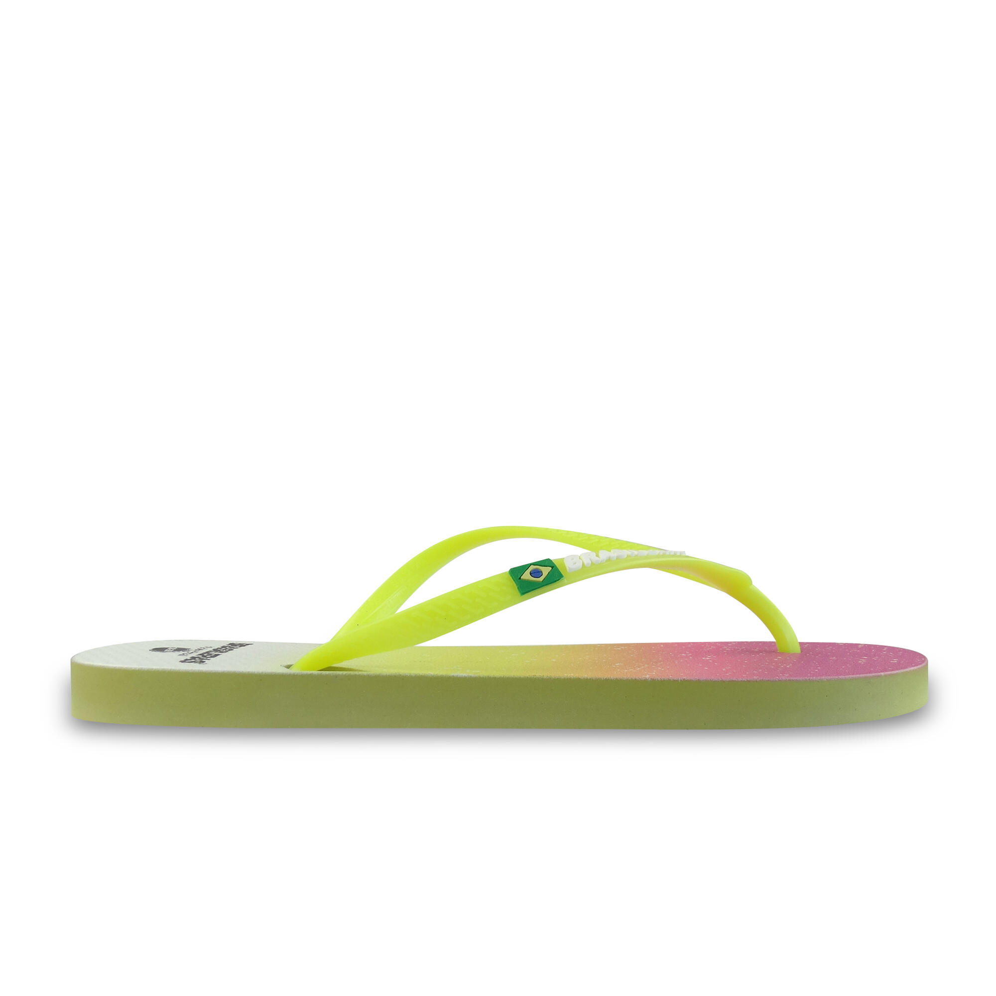 Tongs pour femme Brasileras jaune avec semelle en gomme 3/4