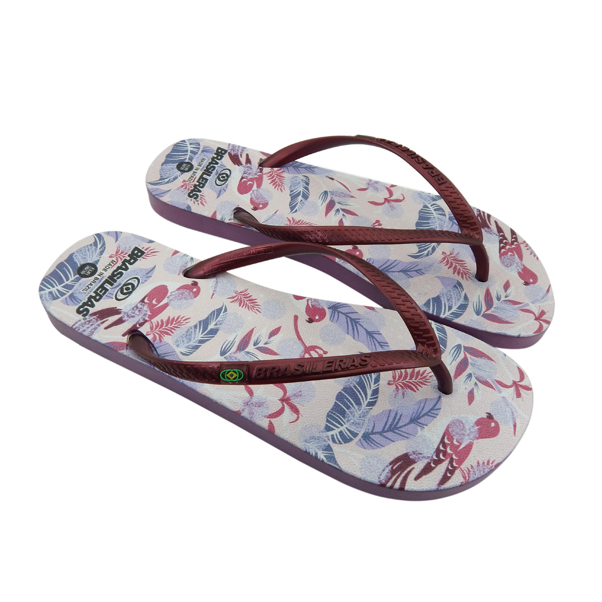 BRASILERAS Damesstrandslipper Brasileras bordeauxrode kleur rubberzool