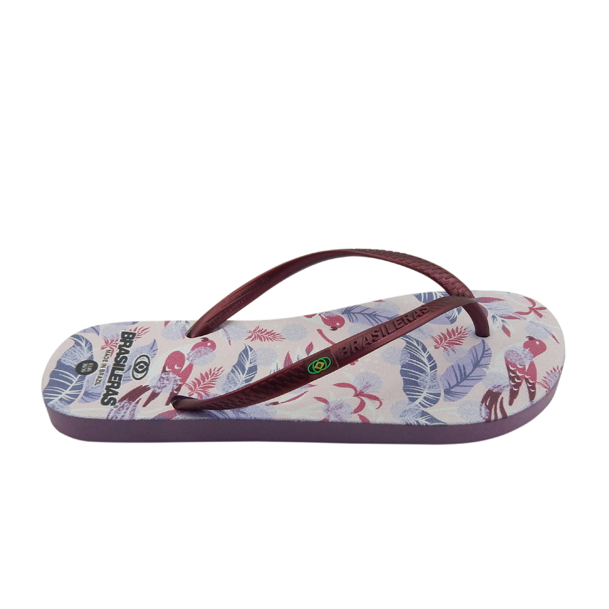 Tongs pour femme Brasileras de couleur bordeaux avec semelle en gomme 3/5