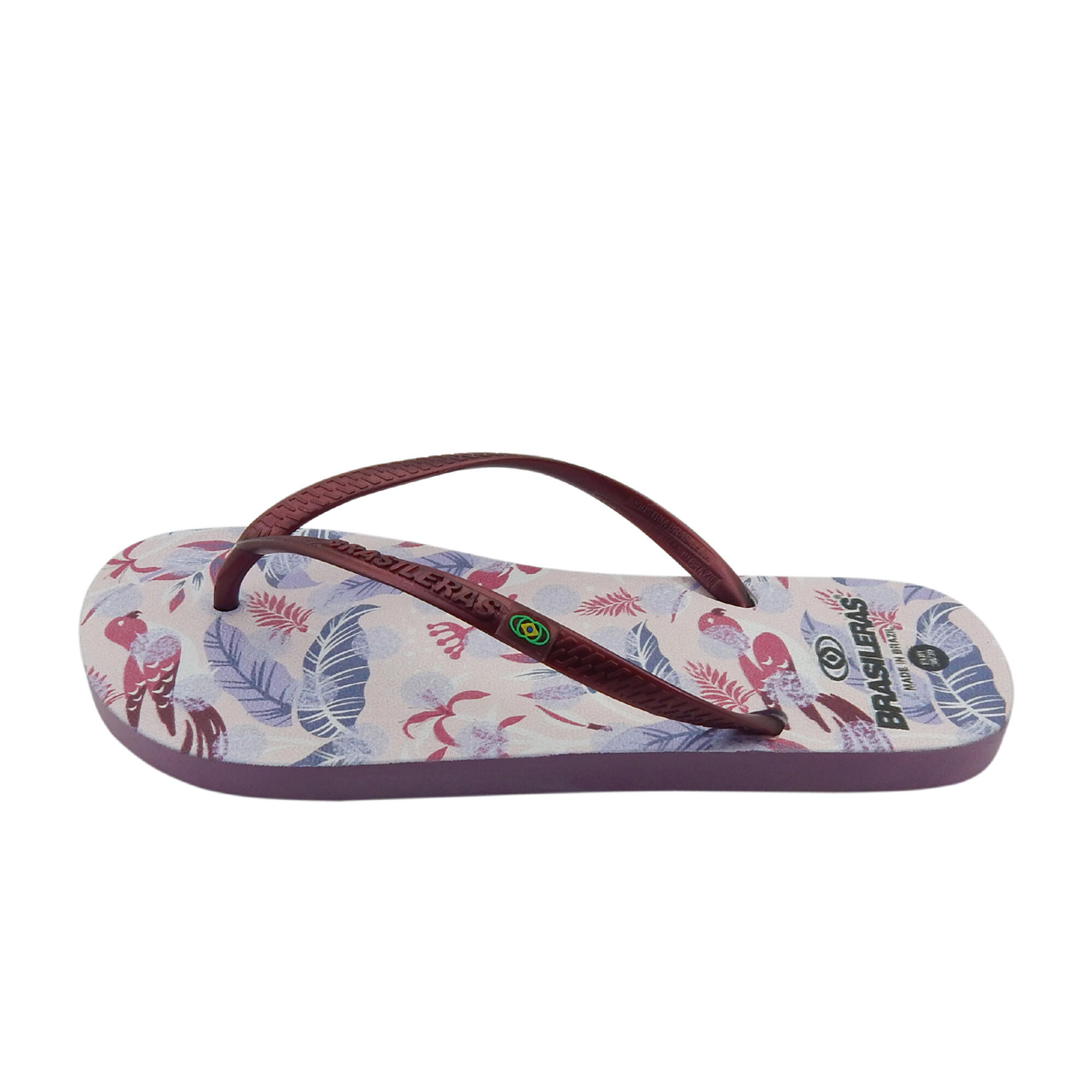 Tongs pour femme Brasileras de couleur bordeaux avec semelle en gomme 4/5