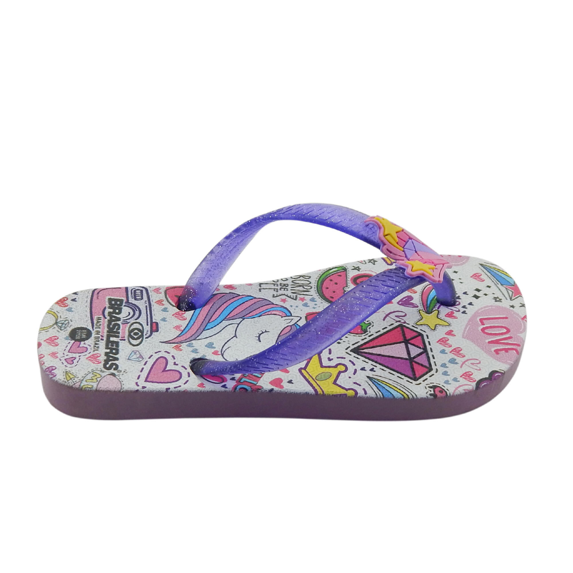 Tongs pour Enfants Brasileras de couleur violet avec semelle en gomme 3/5