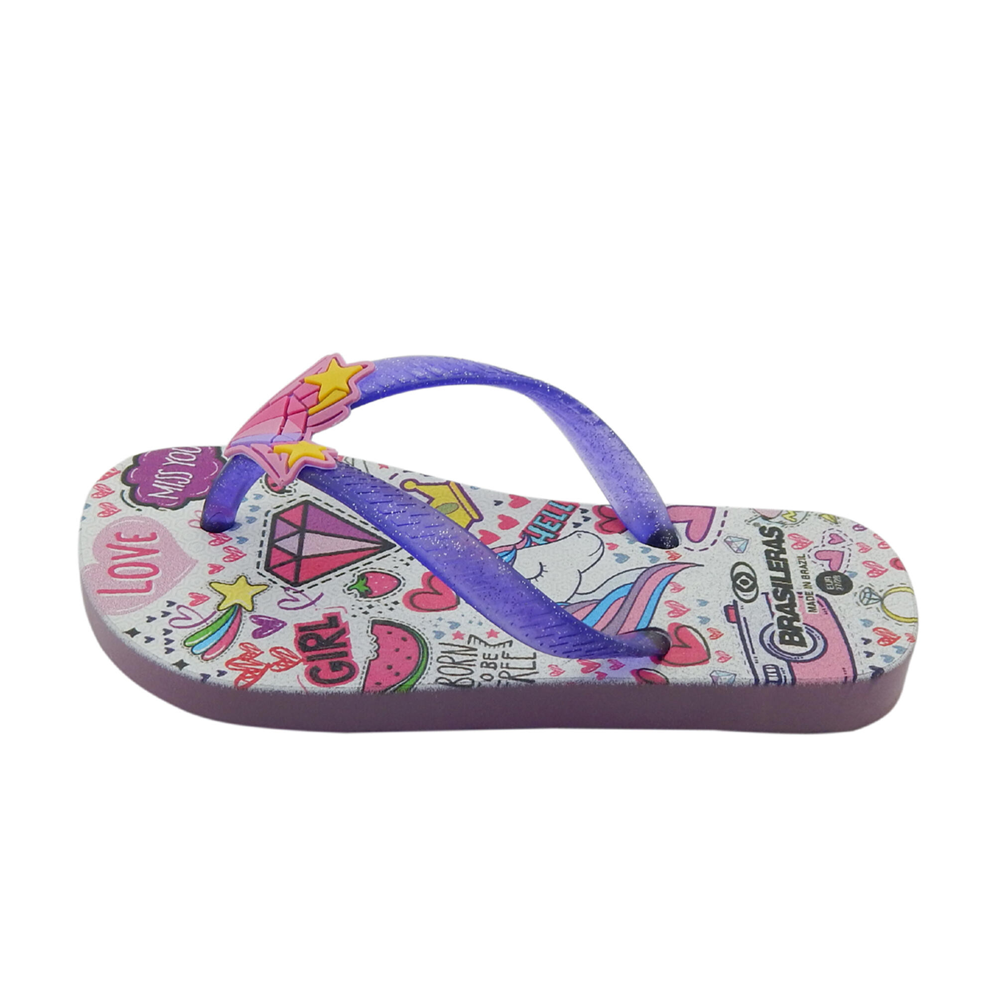 Tongs pour Enfants Brasileras de couleur violet avec semelle en gomme 4/5
