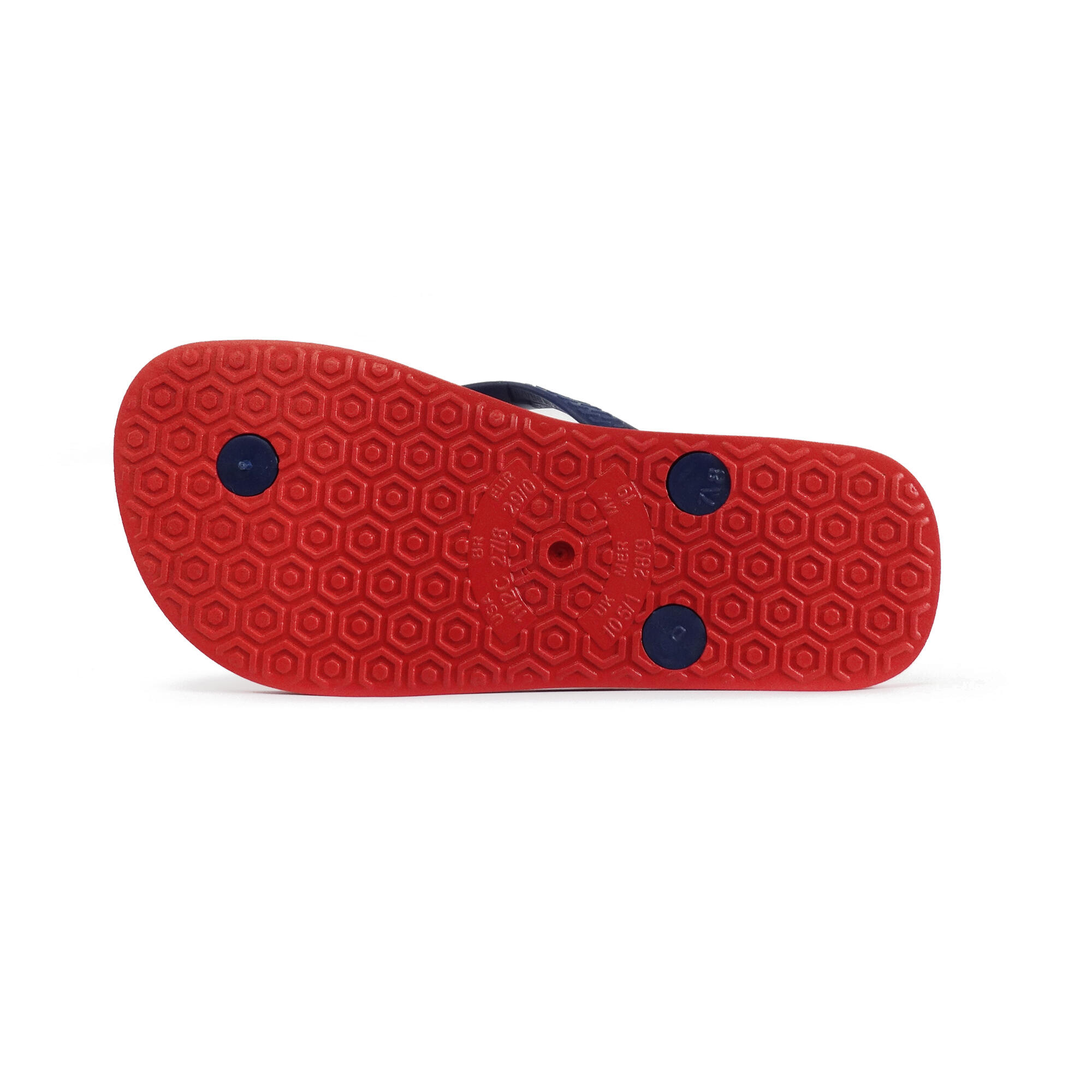 Strandslippers voor kinderen in rood en blauw met rubberen zolen 4/4