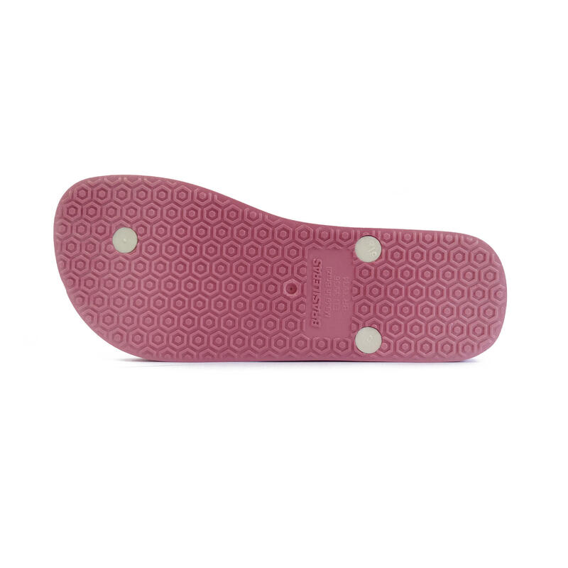 Tongs pour femmes Brasileras de couleur rose et blanc avec semelle en gomme