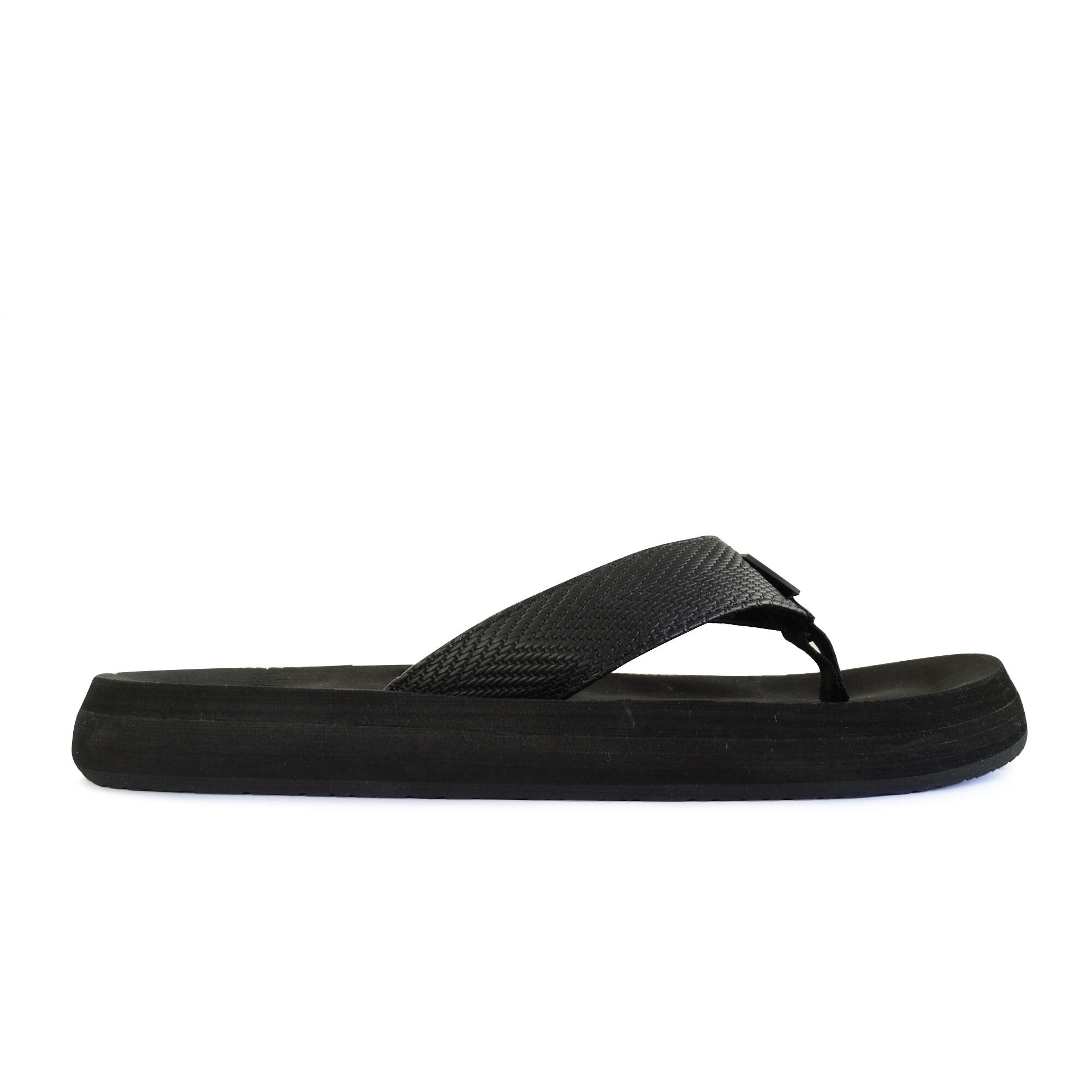 Strandslippers voor heren in zwart met rubberen zolen 3/4