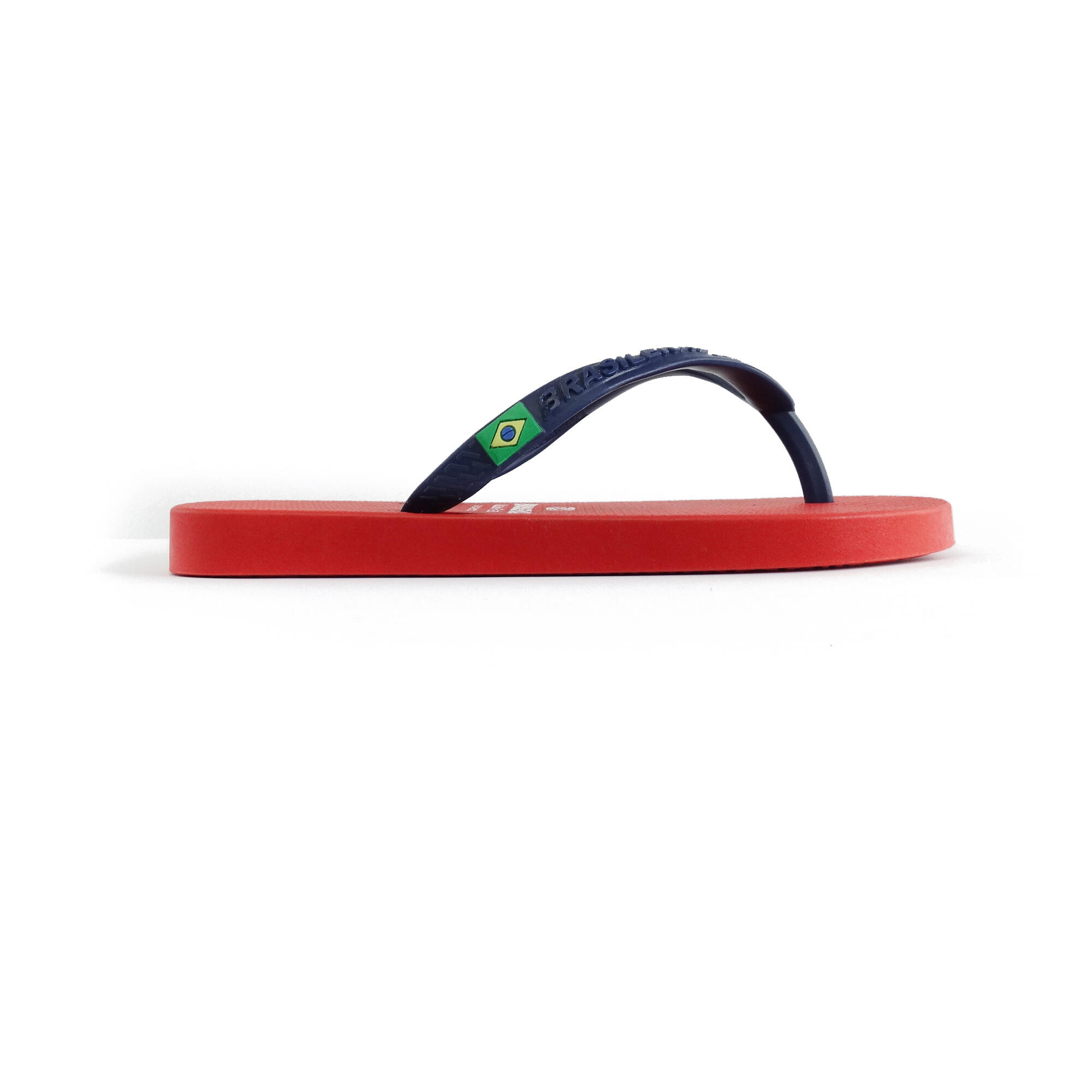 Strandslippers voor kinderen in rood en blauw met rubberen zolen 2/4