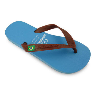 Infradito da spiaggia unisex Brasileras di colore azzurro e marrone