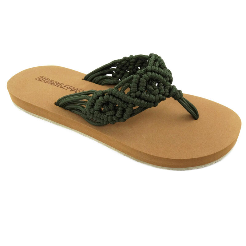 Tongs pour femmes Brasileras de couleur vert militaire semelle en caoutchouc