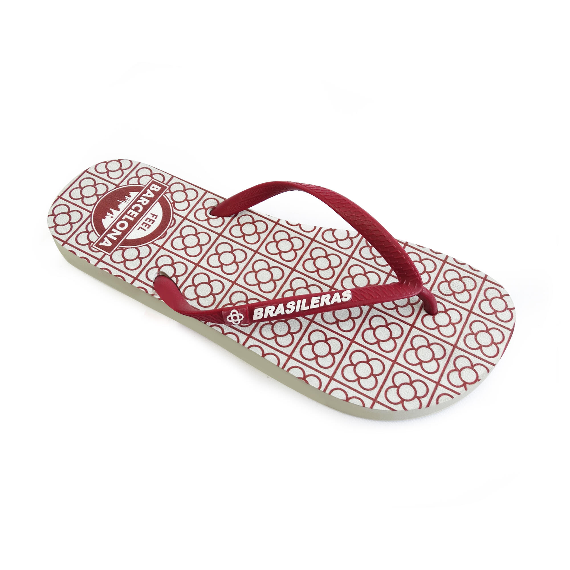 BRASILERAS Damesstrandslippers in bordeauxrood met rubberen zolen