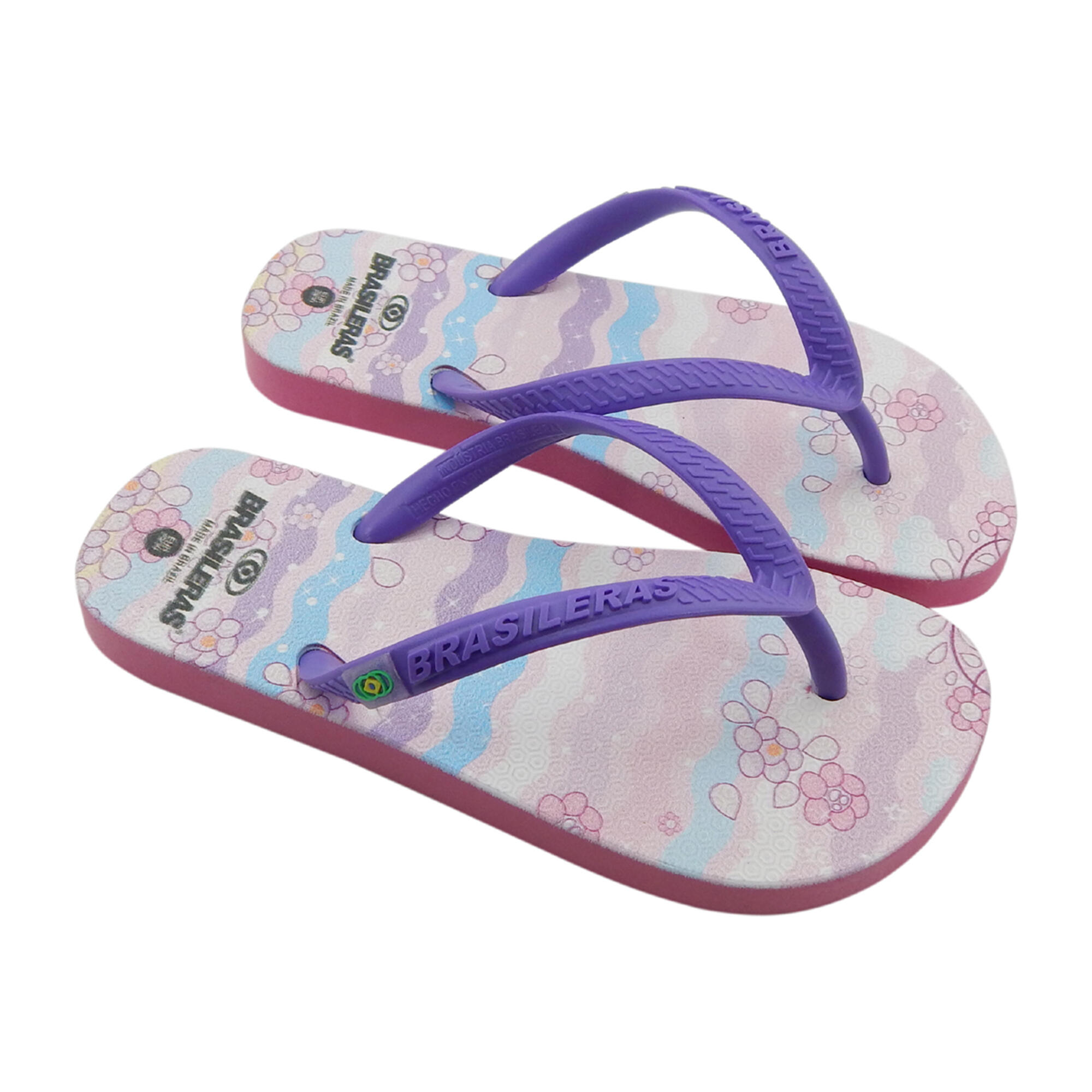 BRASILERAS Kinderstrandslippers Brasileras turquoise kleur rubberzool