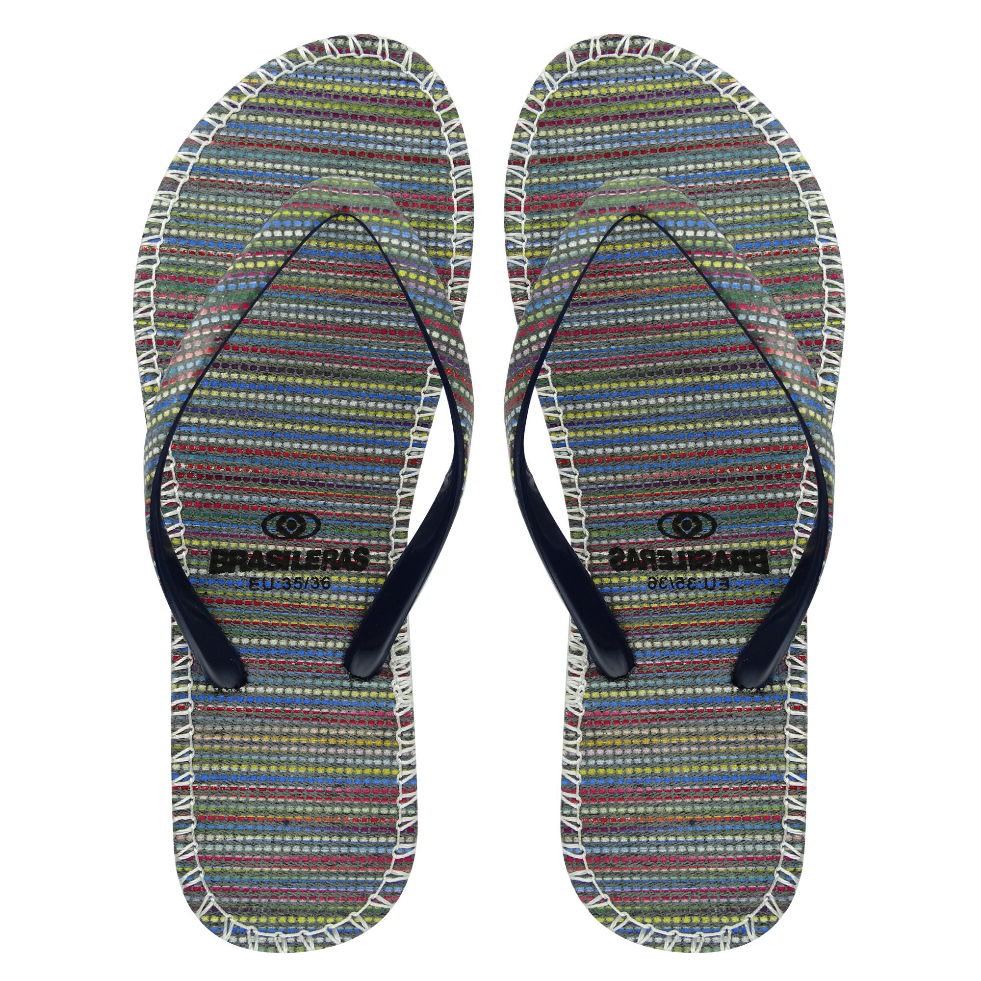 Infradito da spiaggia blu per donna con suola in gomma 3/4