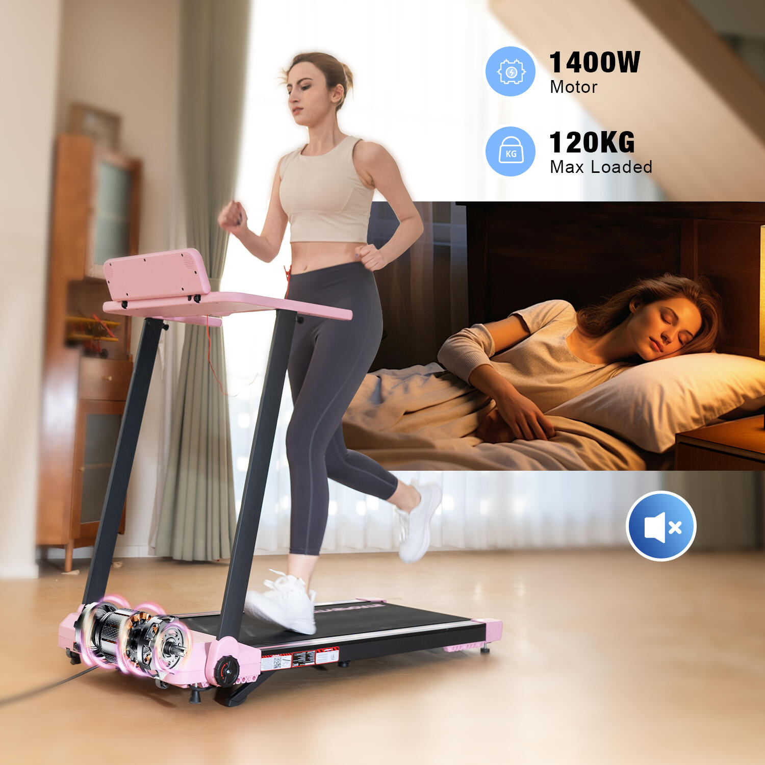 Cinta de Correr Plegable e Inclinable hasta 7.7%-WP9-1400W-12km/h 6/7
